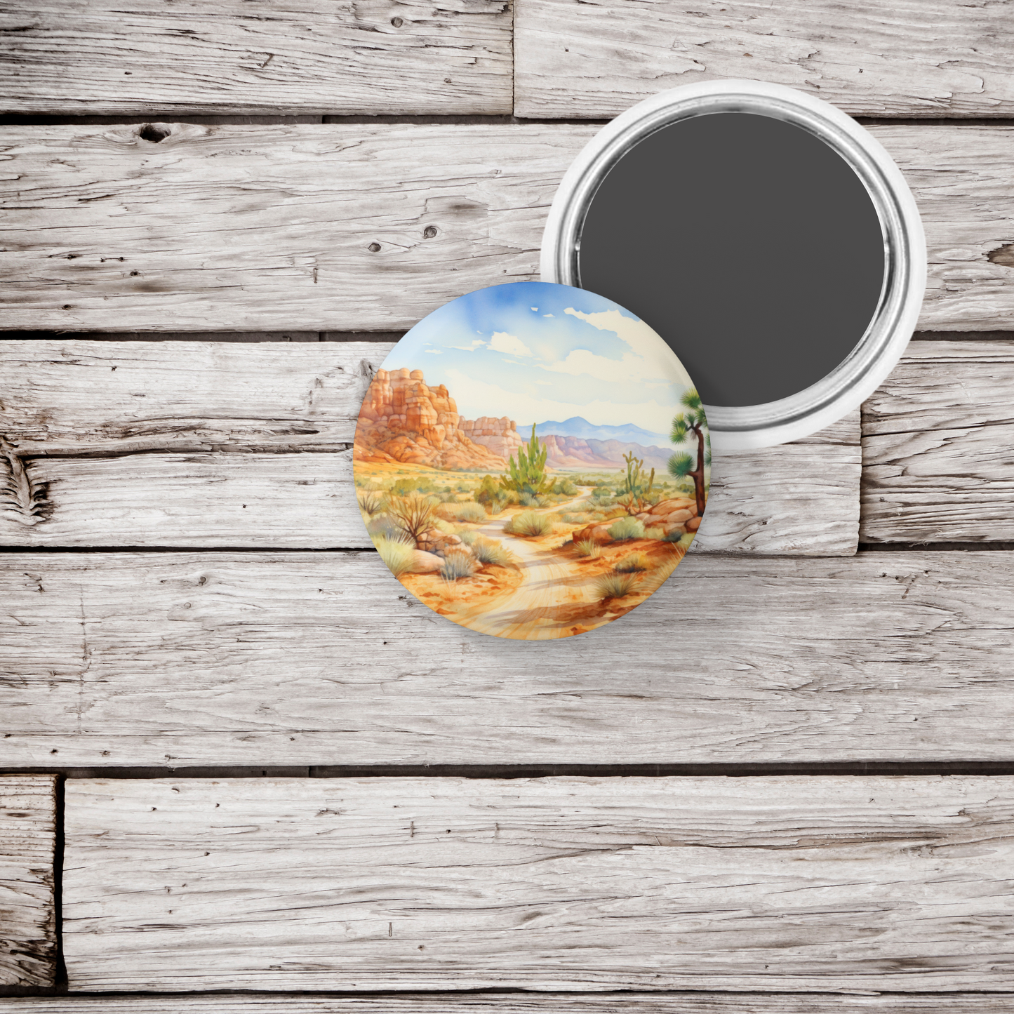 Desert Landscape 1 Pin Back Button, Magnet, Keychain