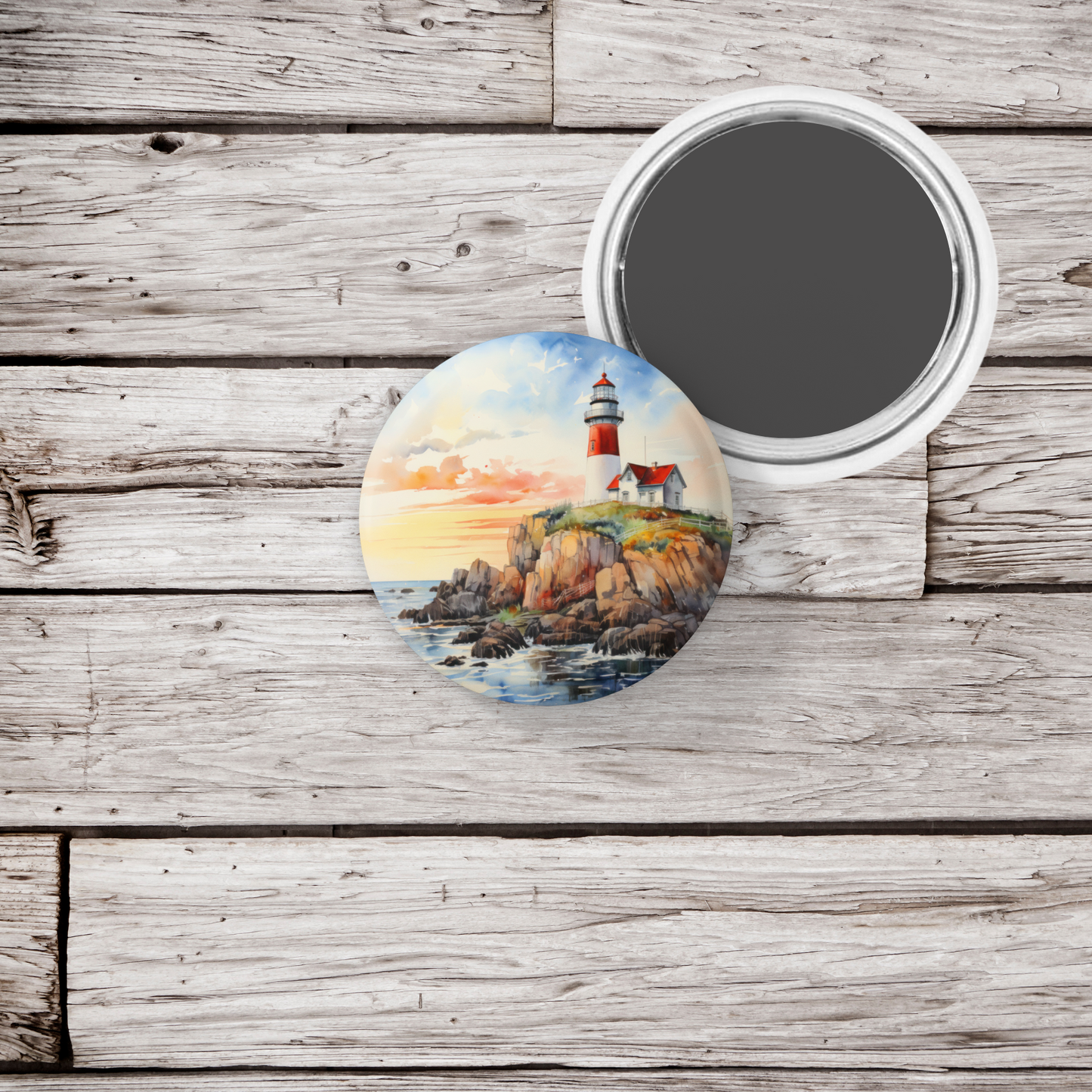 Lighthouse 5 Pin Back Button, Magnet, Keychain