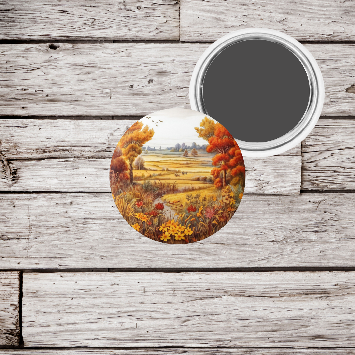 Autumn Fields Pin Back Button, Magnet, Keychain