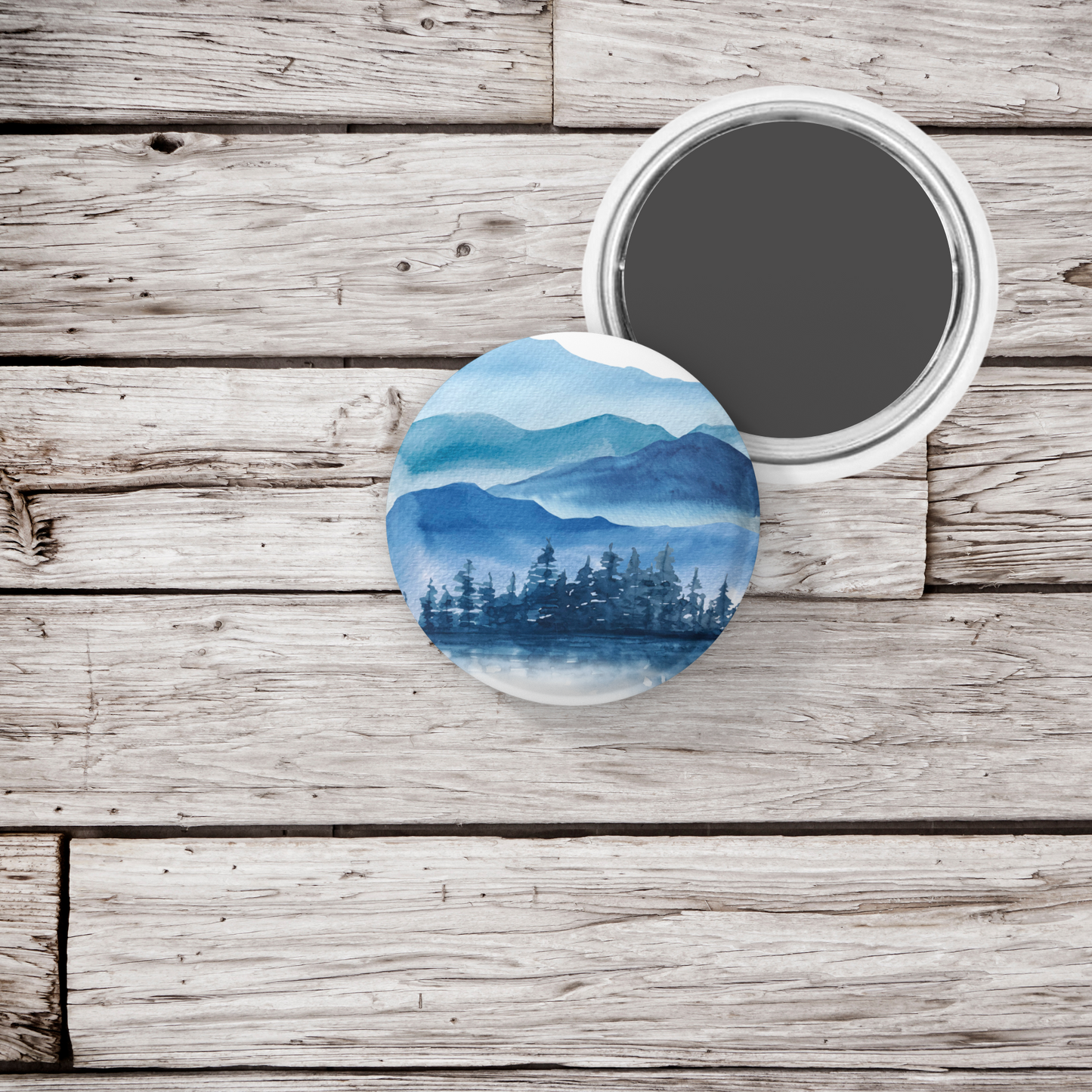Blue Forest Pin Pin Back Button, Magnet, Keychain