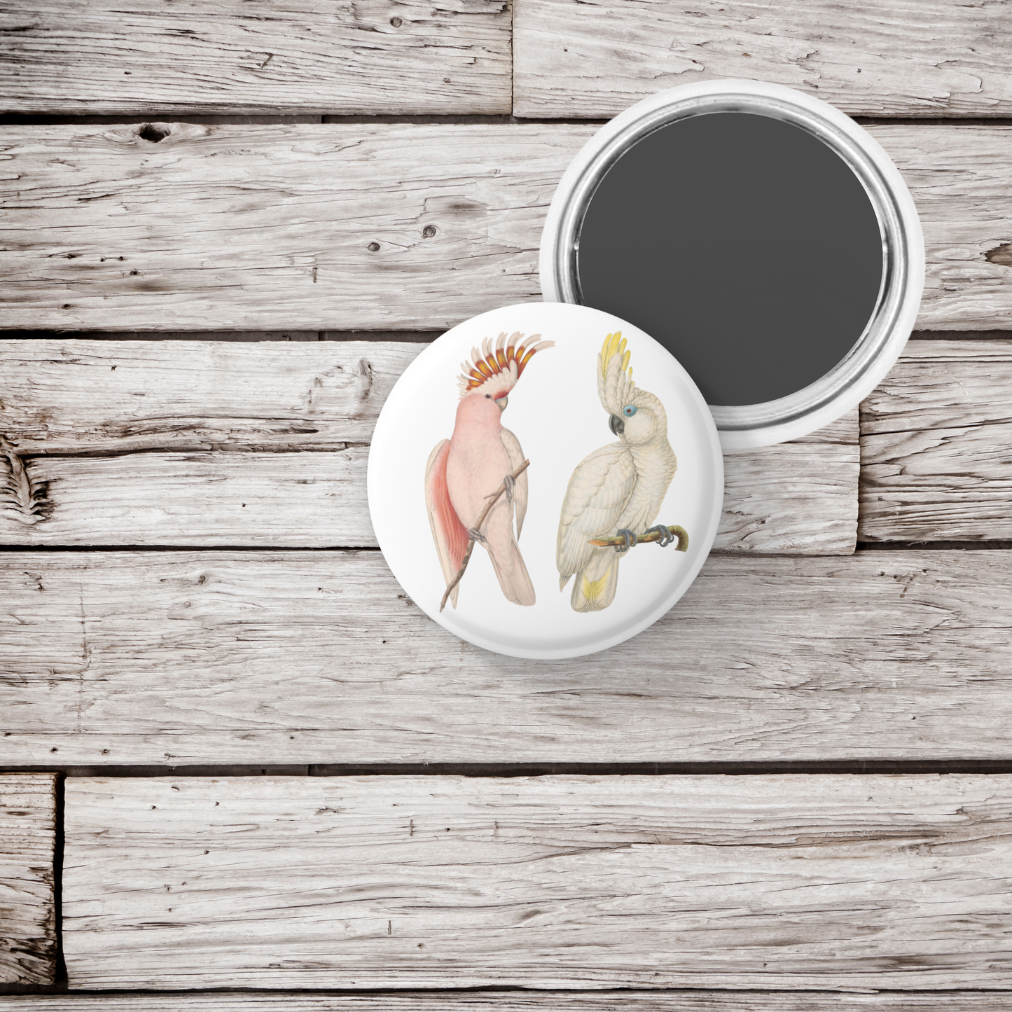 Cockatoo Pin Back Button, Magnet, Keychain