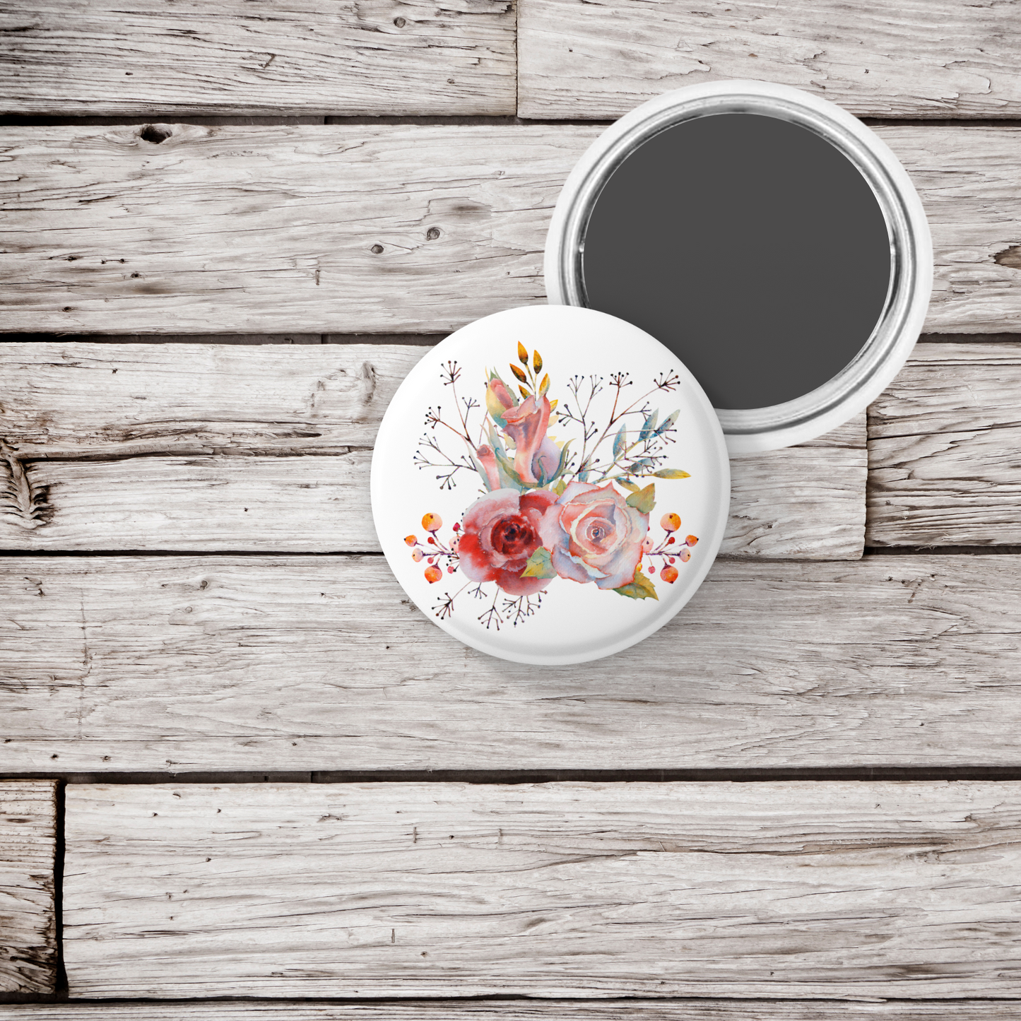 Flower Pin Back Button, Magnet, Keychain