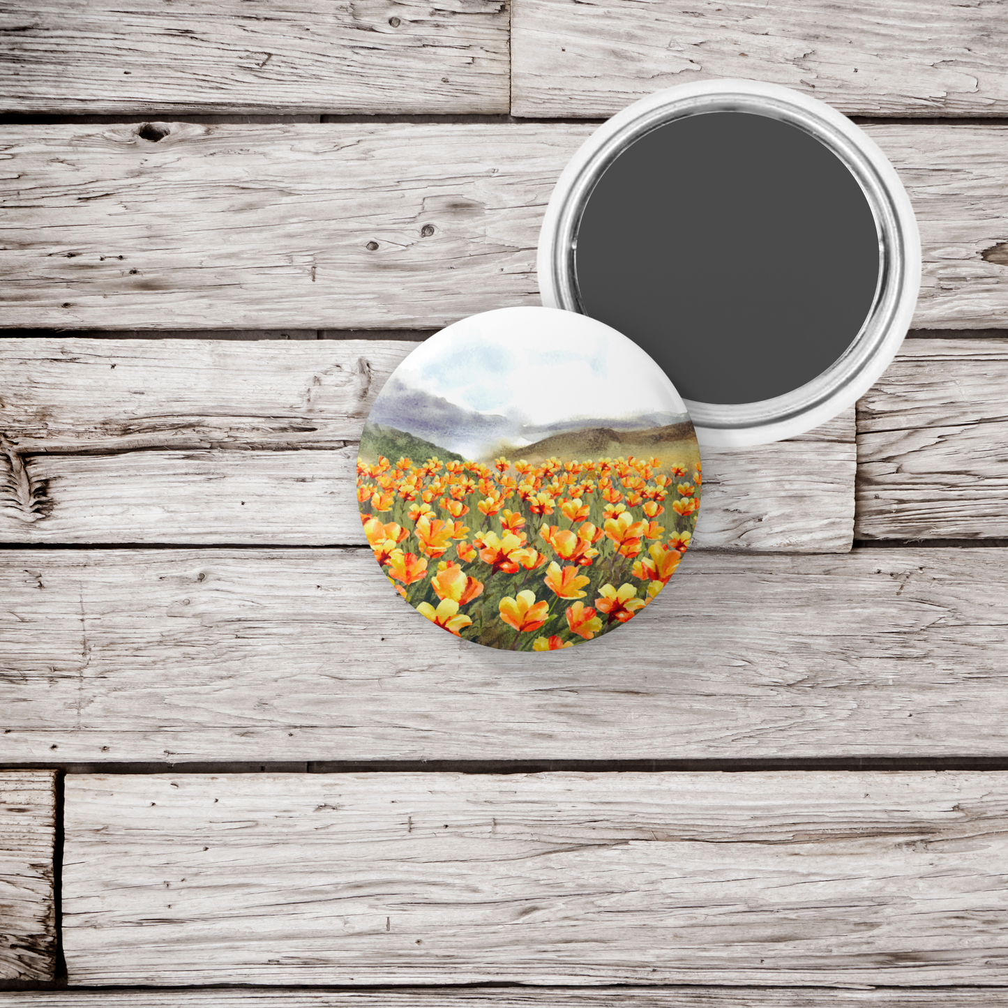 Wildflower Field 6 Pin Pin Back Button, Magnet, Keychain