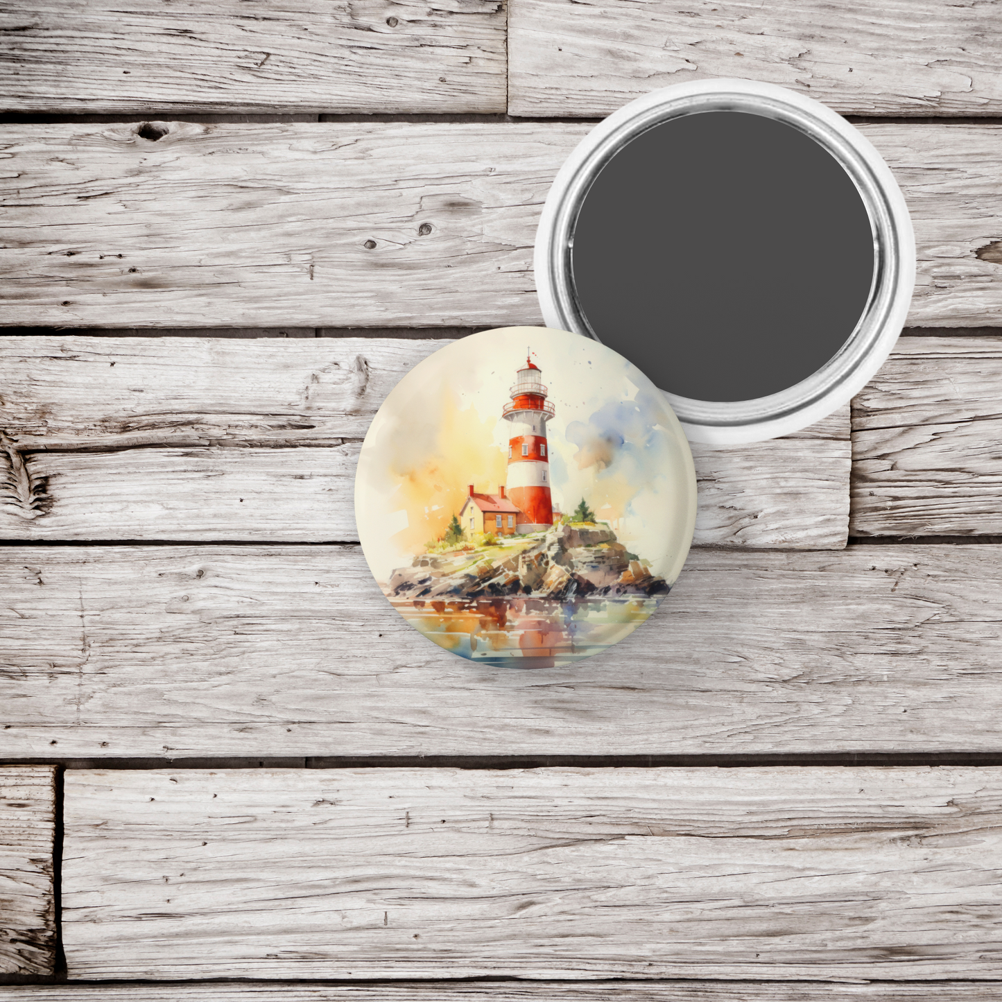 Lighthouse 4 Pin Back Button, Magnet, Keychain