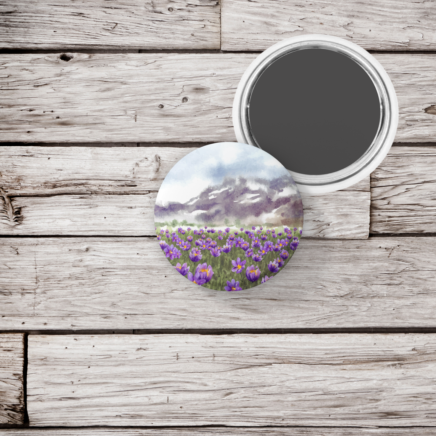 Wildflower Field 4 Pin Pin Back Button, Magnet, Keychain