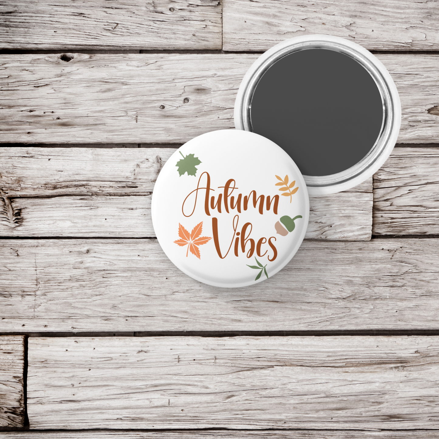 Autumn Vibes Pin Back Button, Magnet, Keychain