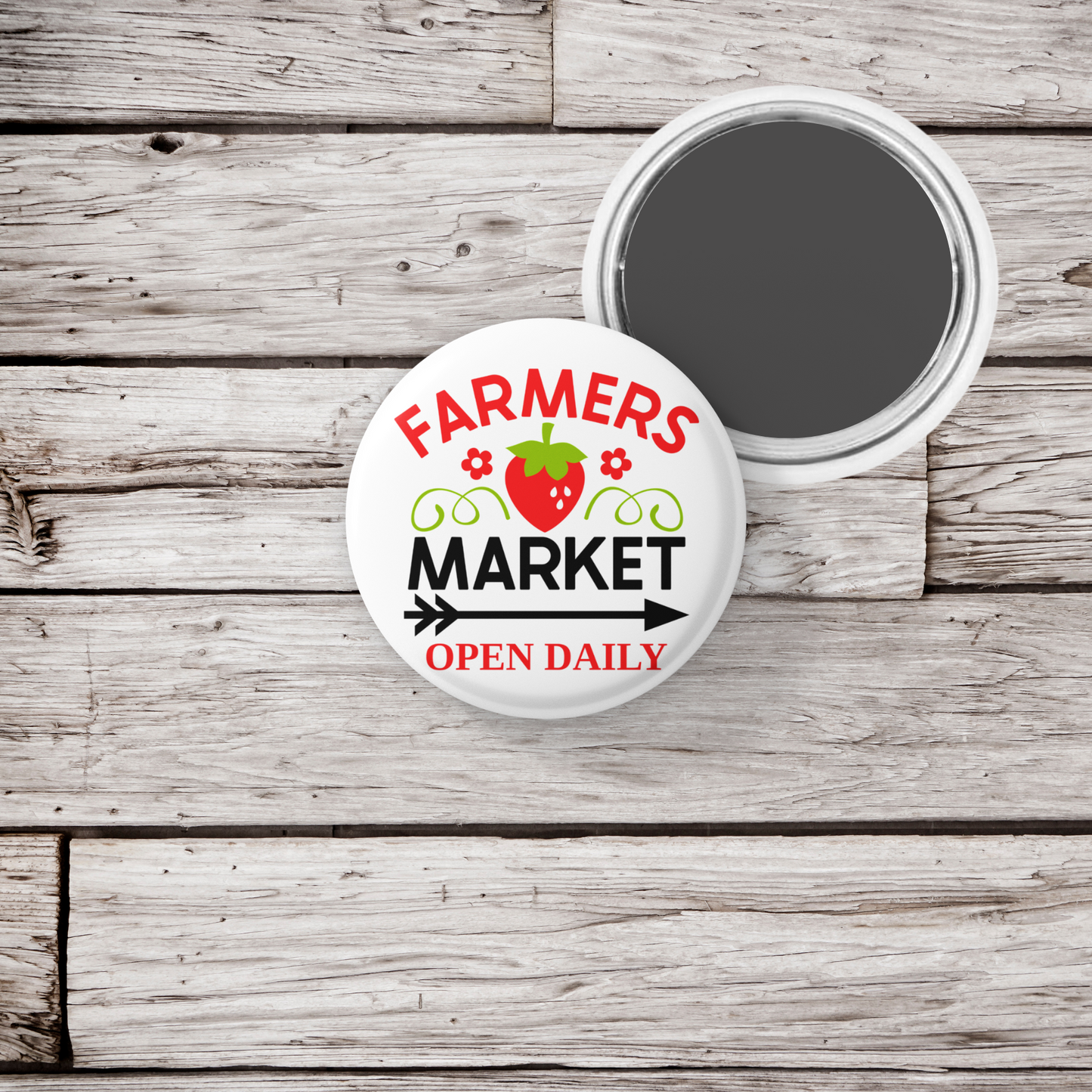 Farmers Market Pin Back Button, Magnet, Keychain