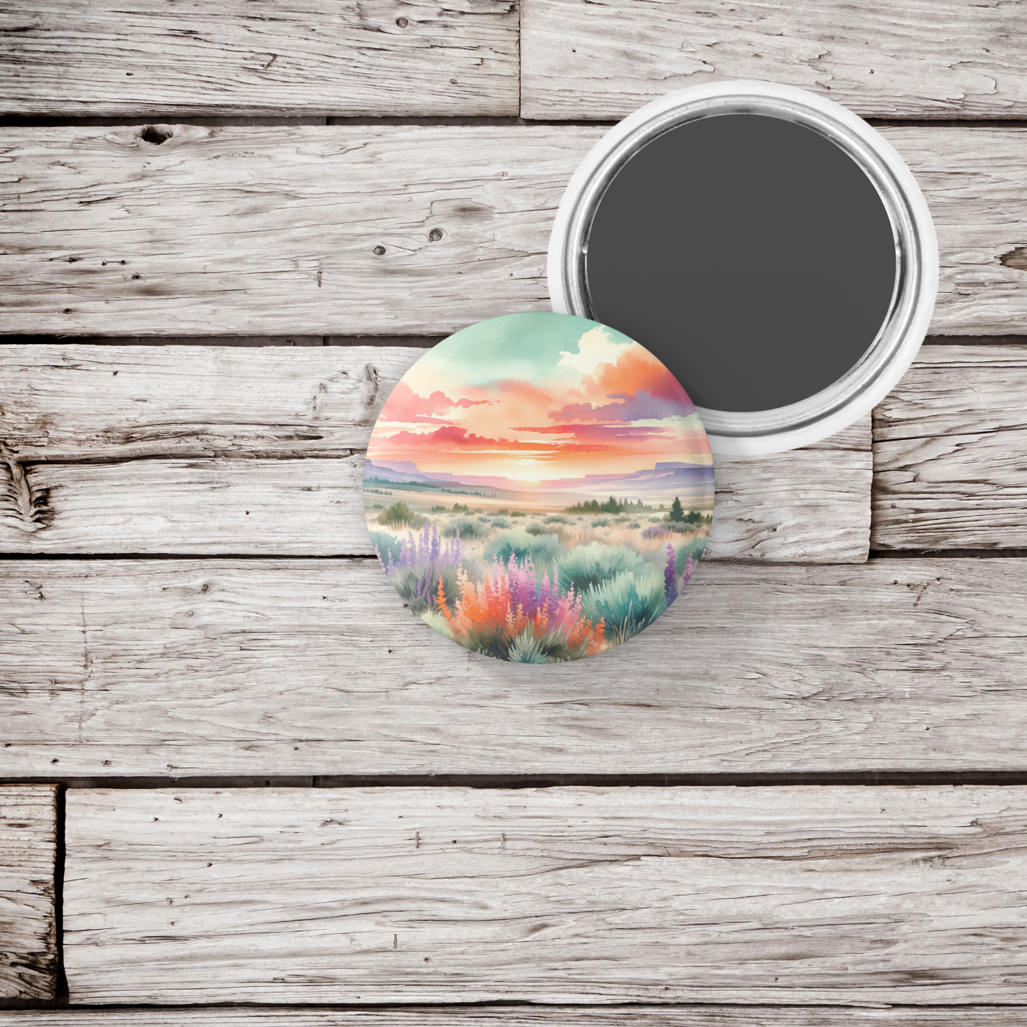Southwest Desert 3 Pin Pin Back Button, Magnet, Keychain