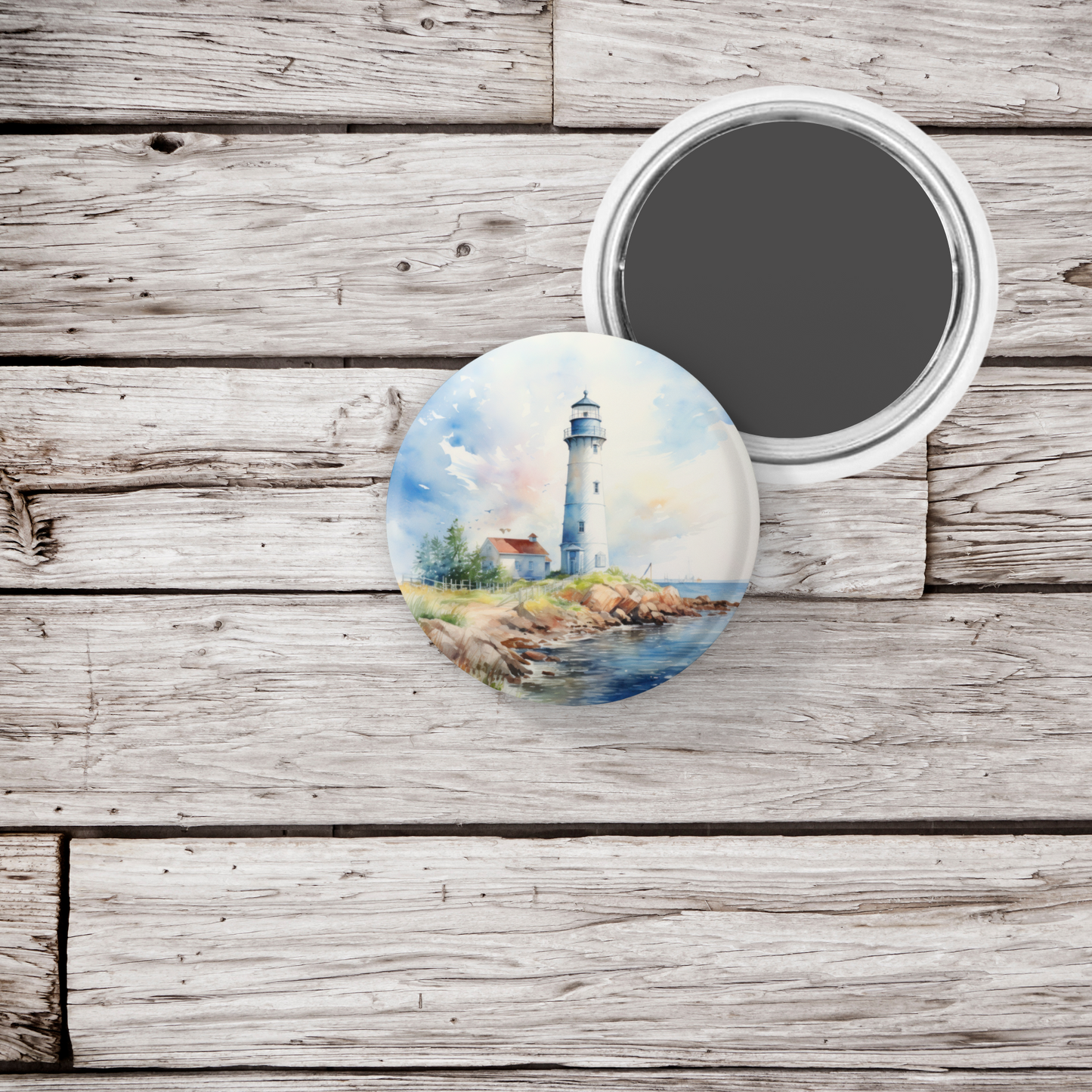 Lighthouse 7 Pin Back Button, Magnet, Keychain