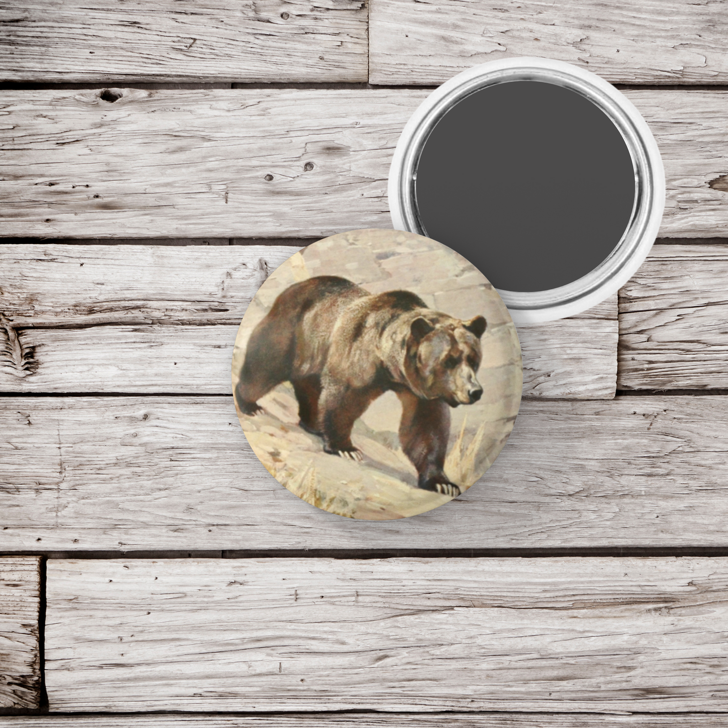 Bear Pin Back Button, Magnet, Keychain