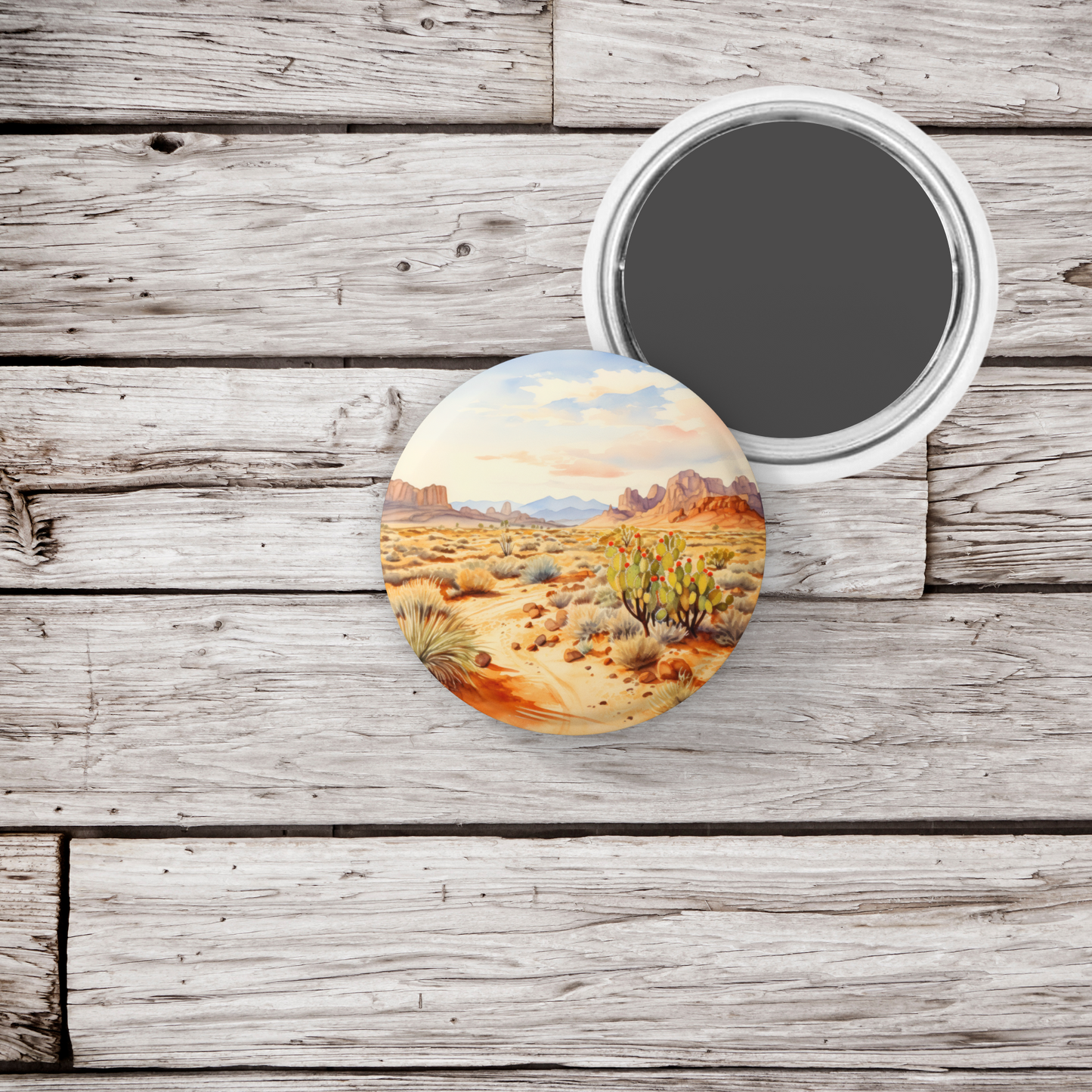 Desert Landscape 5 Pin Back Button, Magnet, Keychain