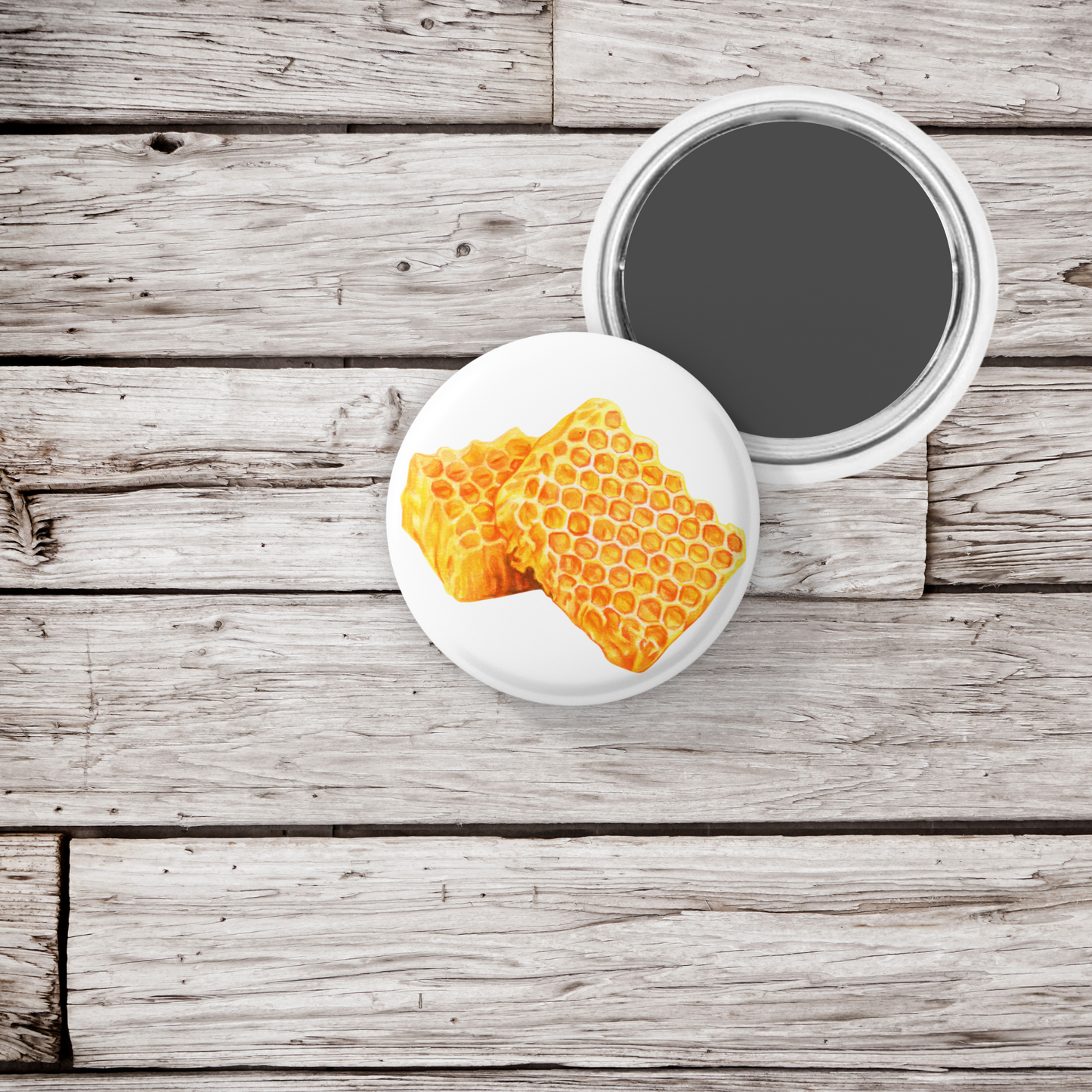 Honey Comb Pin Back Button, Magnet, Keychain