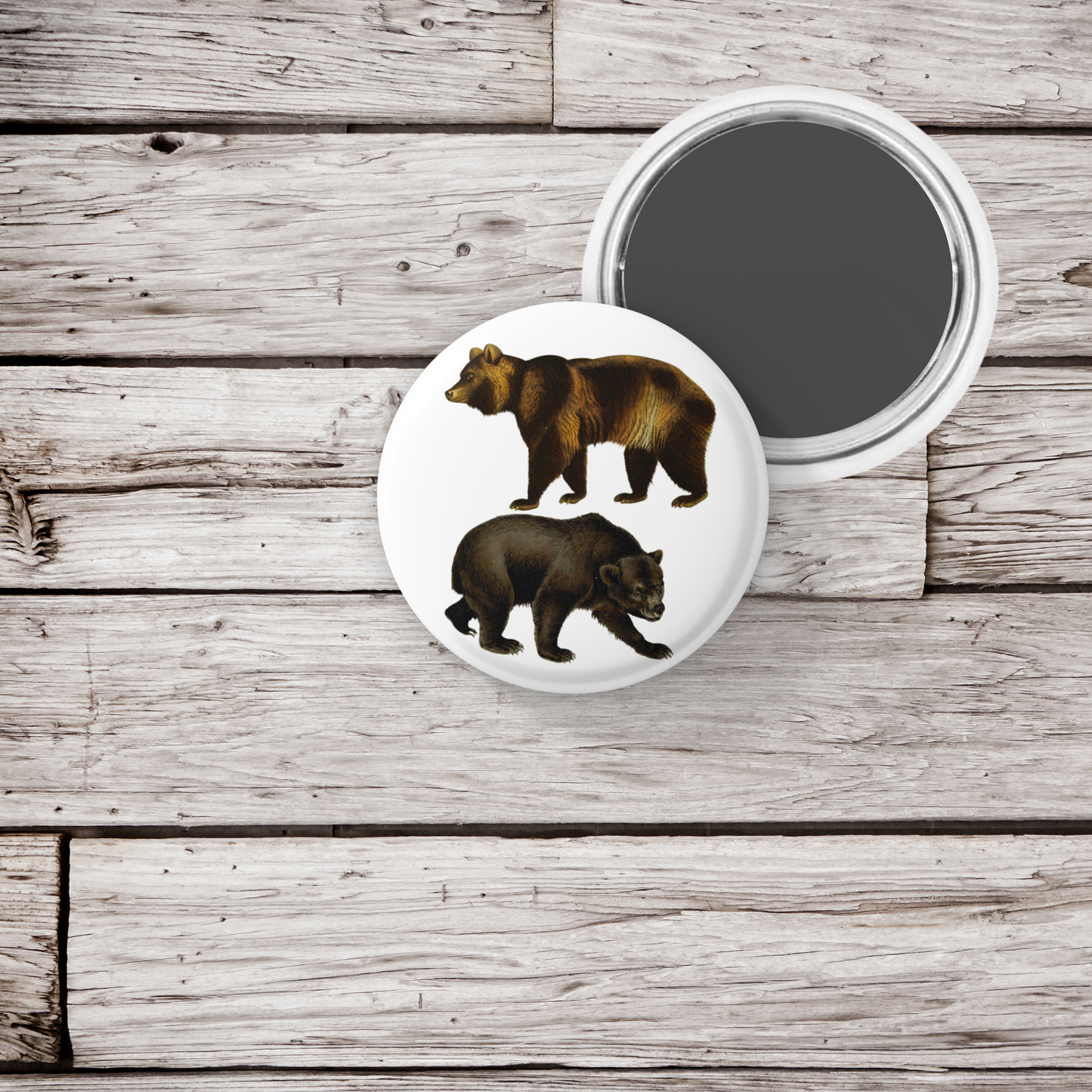 Bear Pin Back Button, Magnet, Keychain