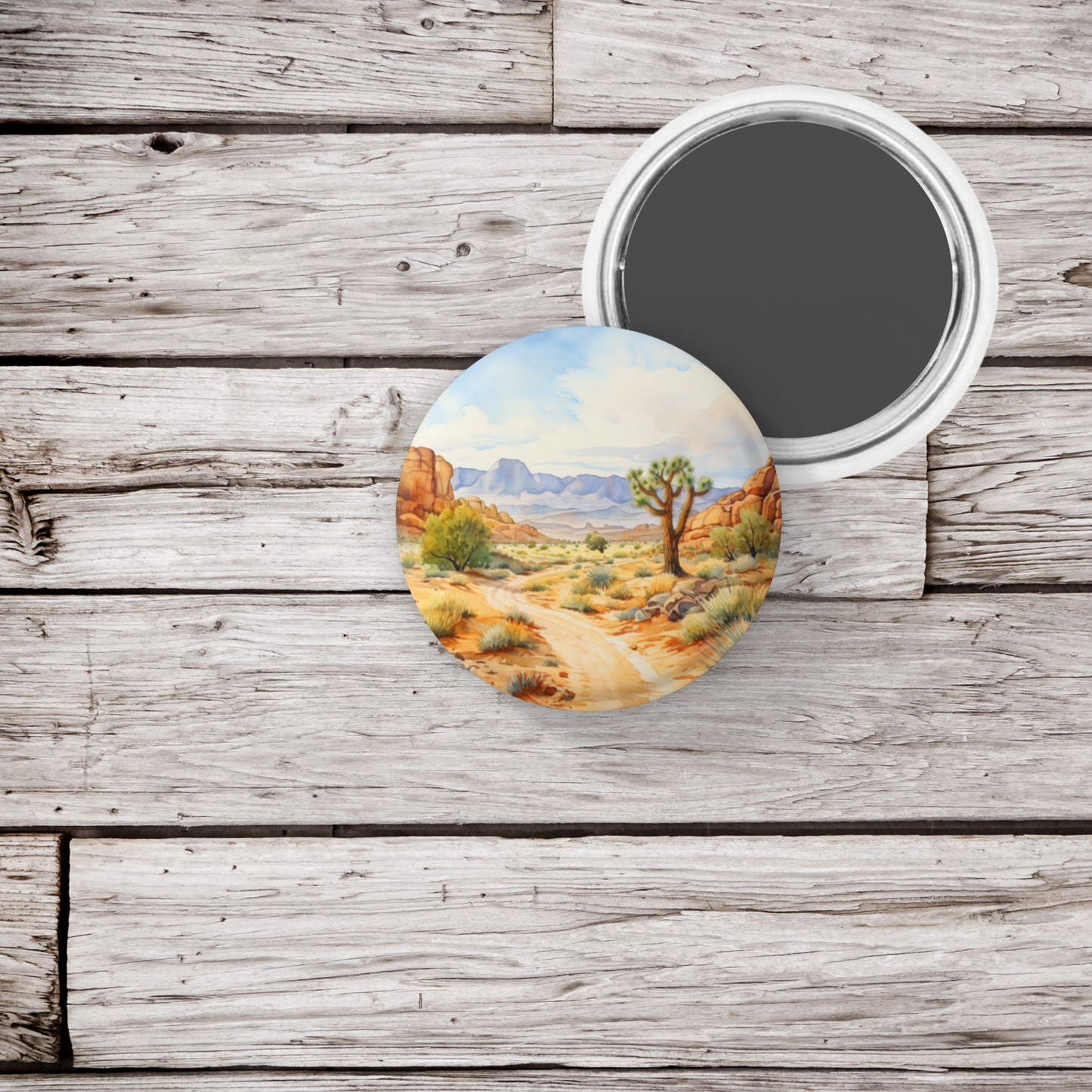 Desert Landscape 7 Pin Back Button, Magnet, Keychain