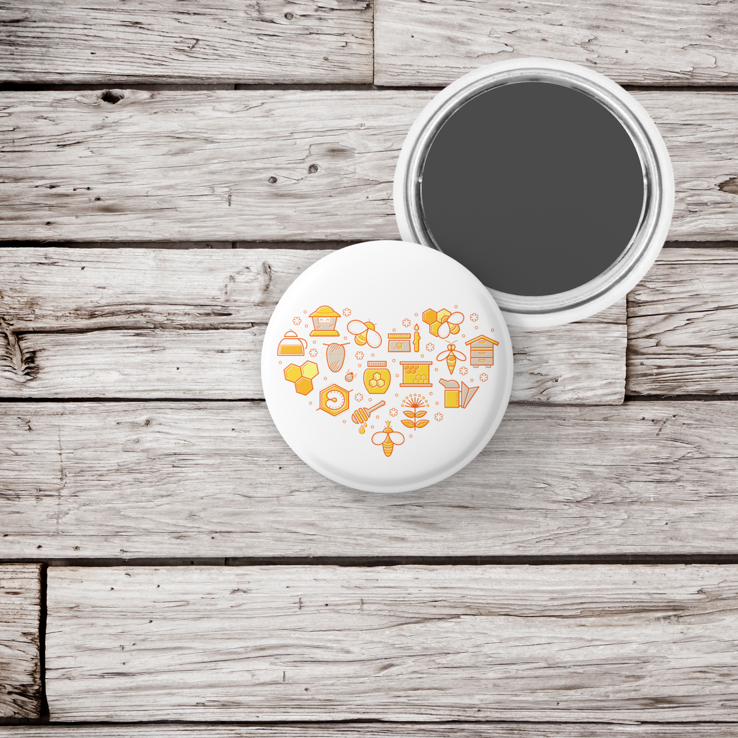 Honey Heart Pin Back Button, Magnet, Keychain