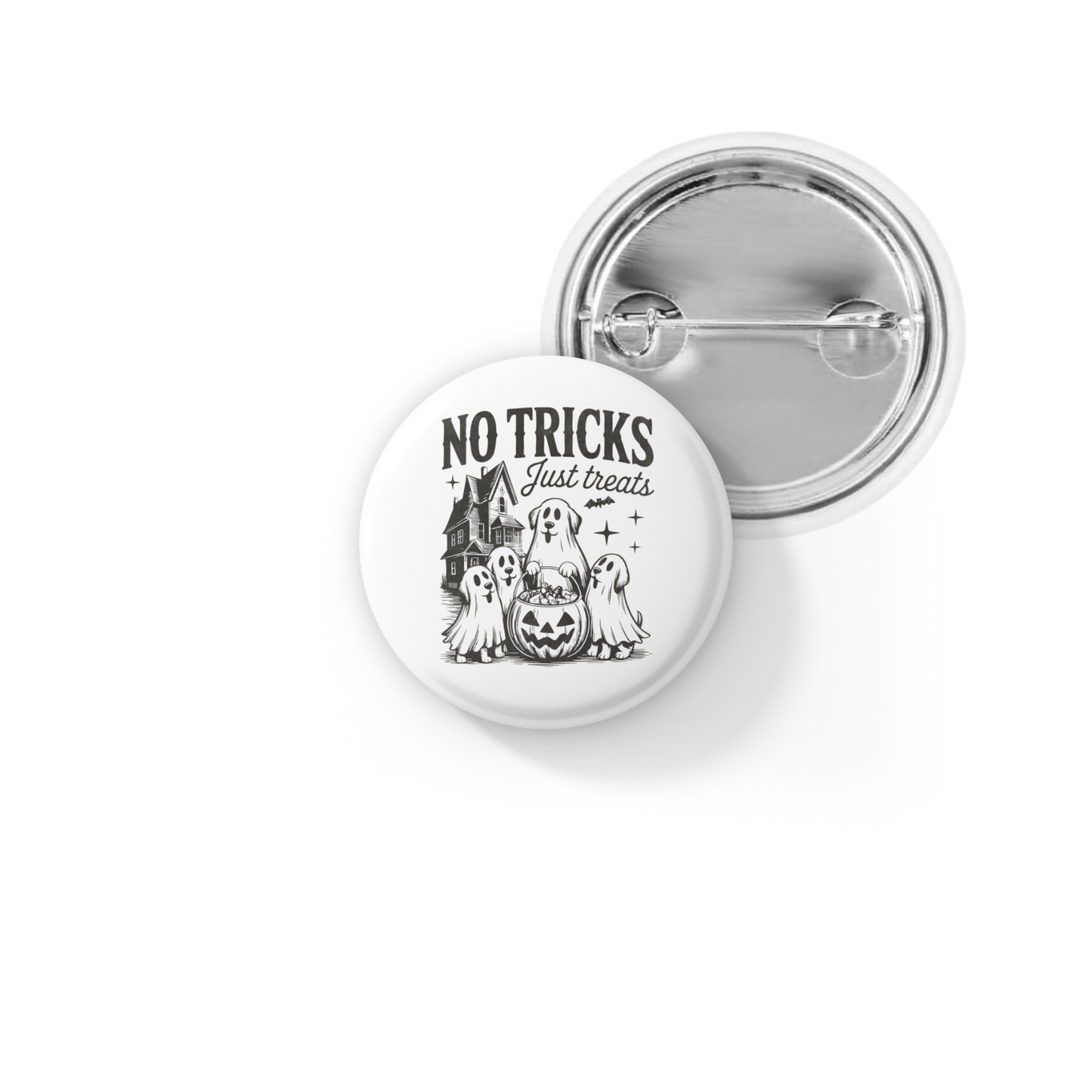 No Tricks Just Treats Pin Back Button, Magnet