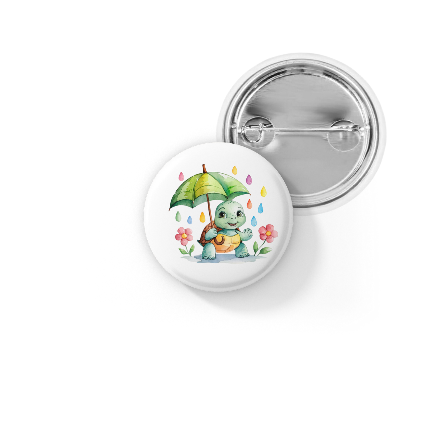 Rainy Day Turtle Pin Back Button, Magnet