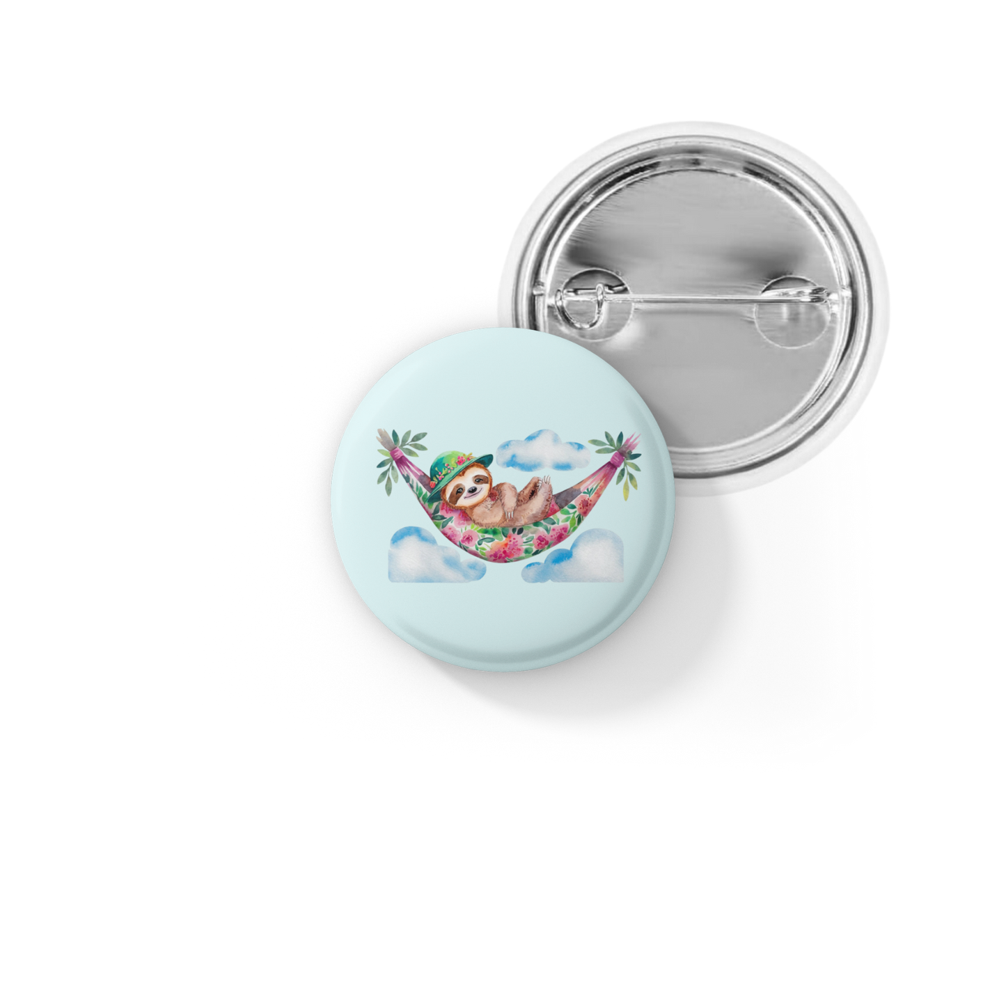 Sloth In Hammock Pin Back Button, Magnet