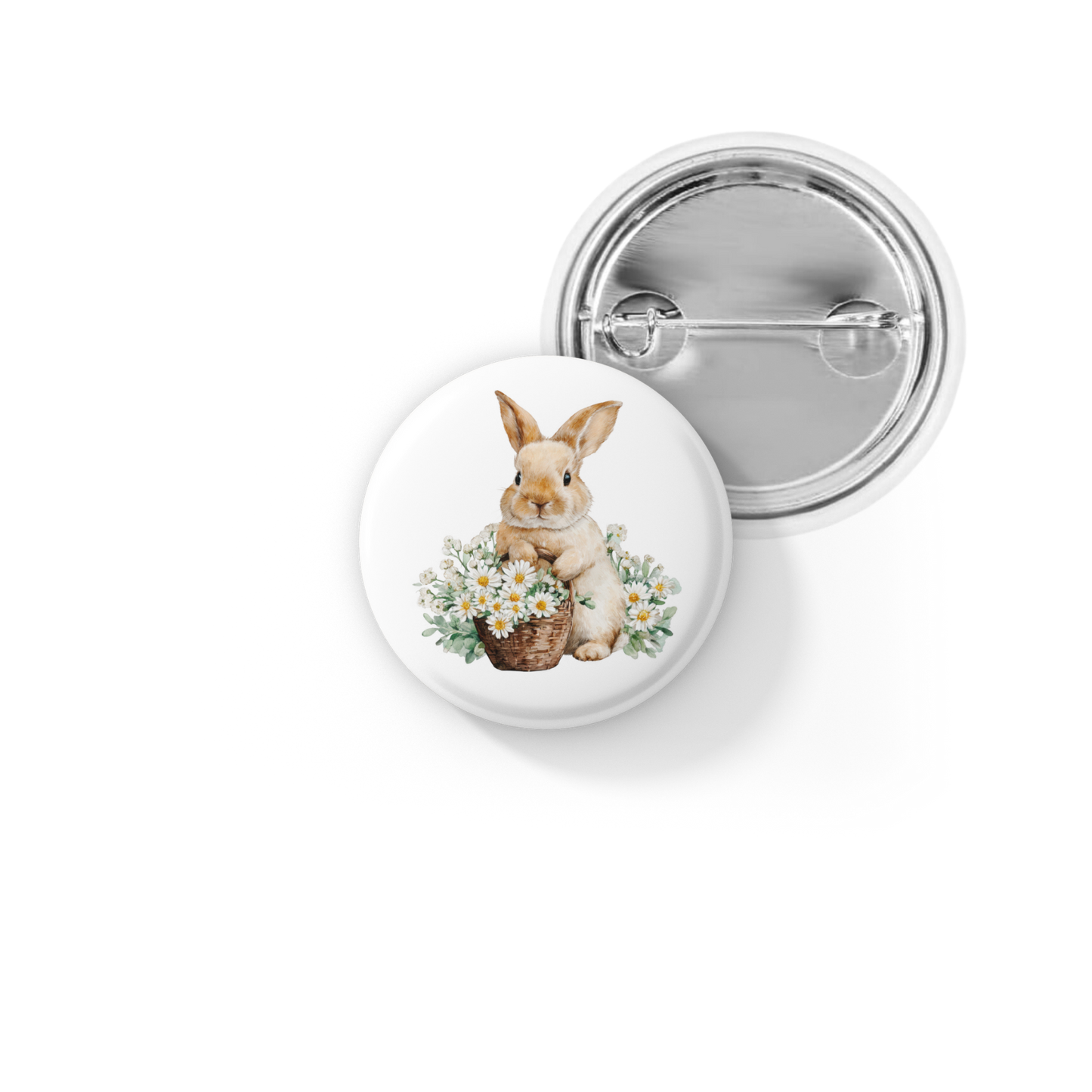Floral Bunny 6 Pin Back Button, Magnet