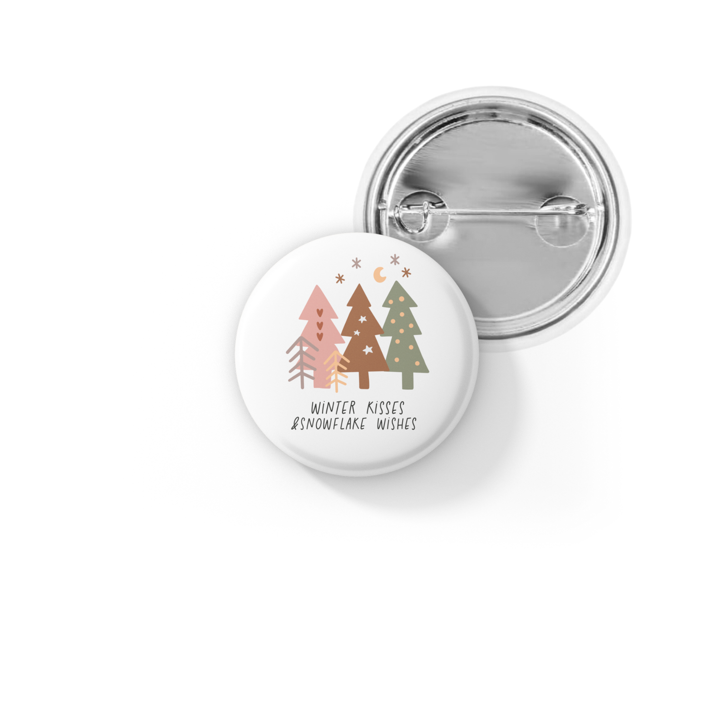Winter Kisses & Snowflake Wishes Pin Back Button, Magnet