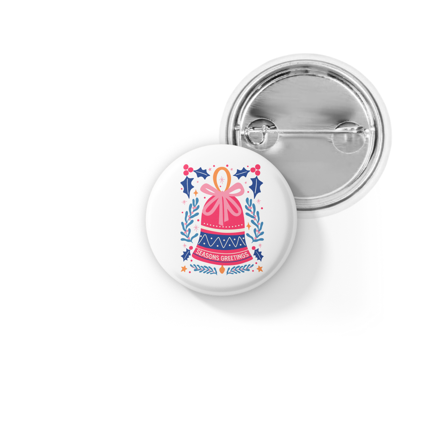 Seasons Greetings Pin Back Button, Magnet