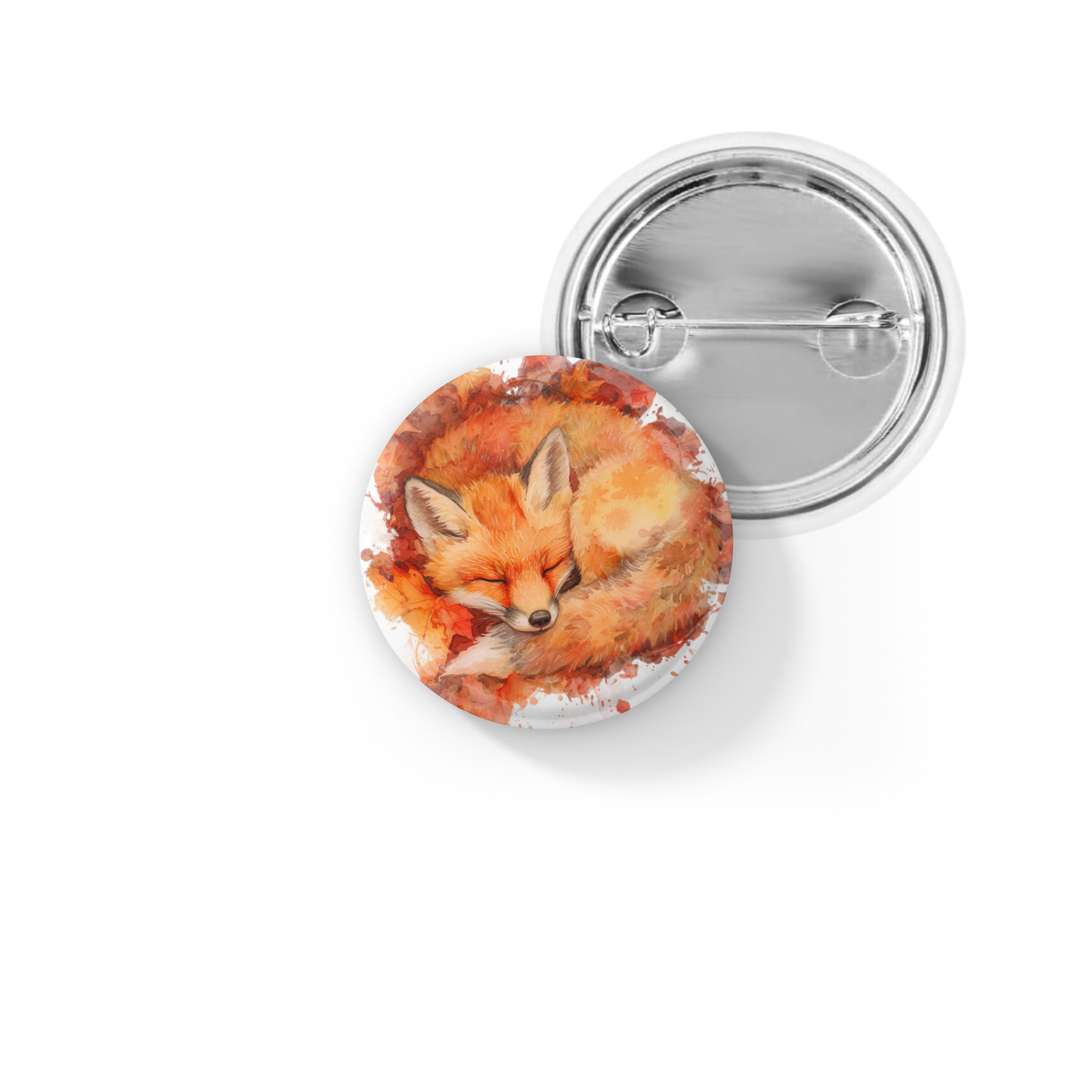 Sleeping Fox 1 Pin Back Button, Magnet