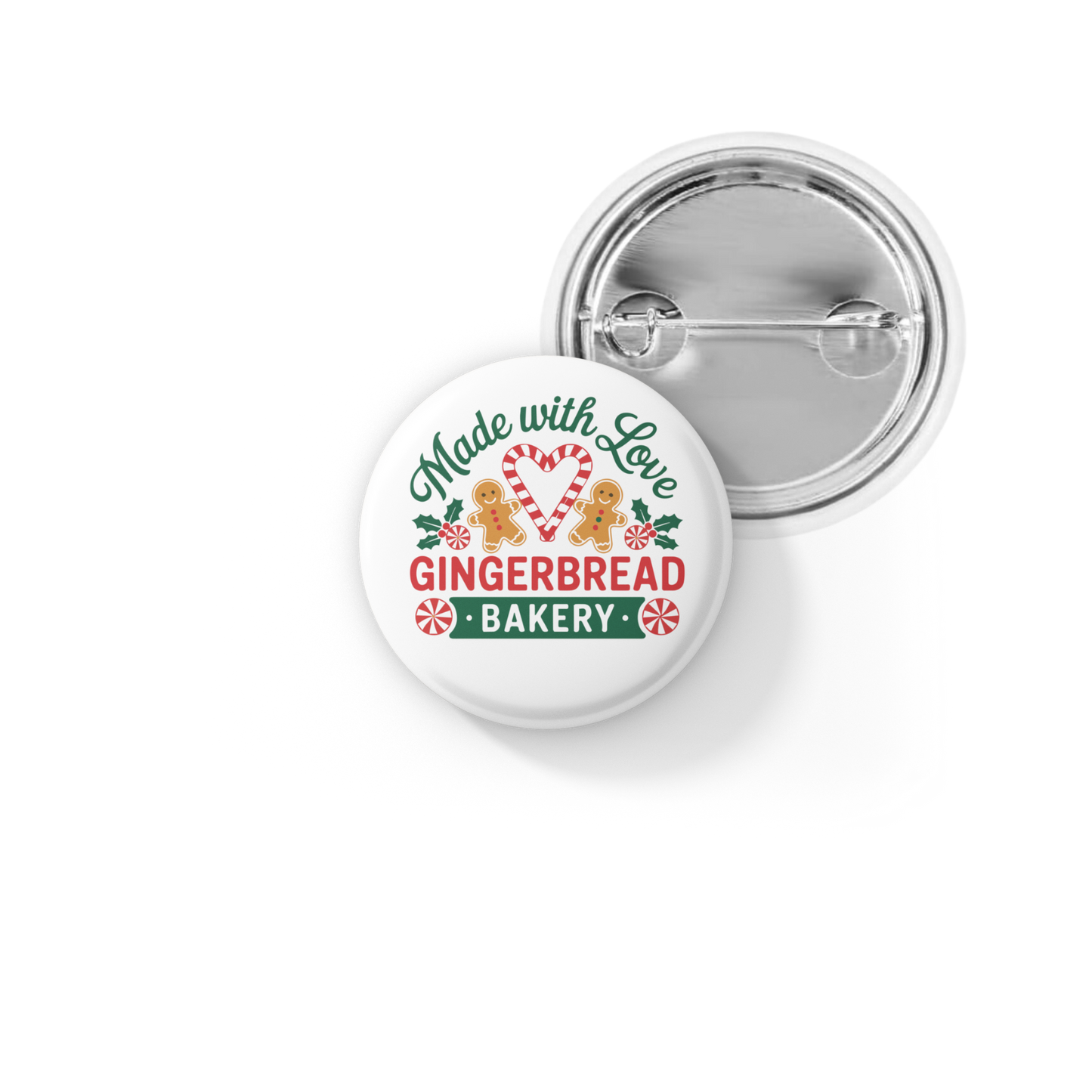 Made With Love Gingerbread Bakery Pin Back Button, Magnet