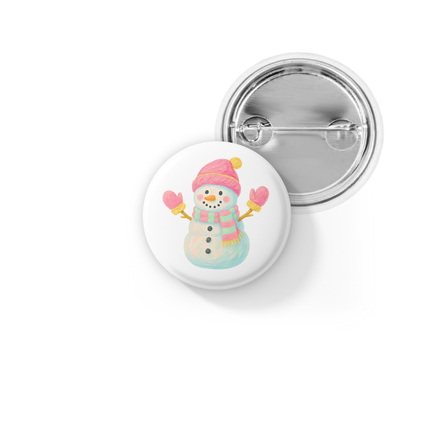 Snowman 1 Pin Back Button, Magnet