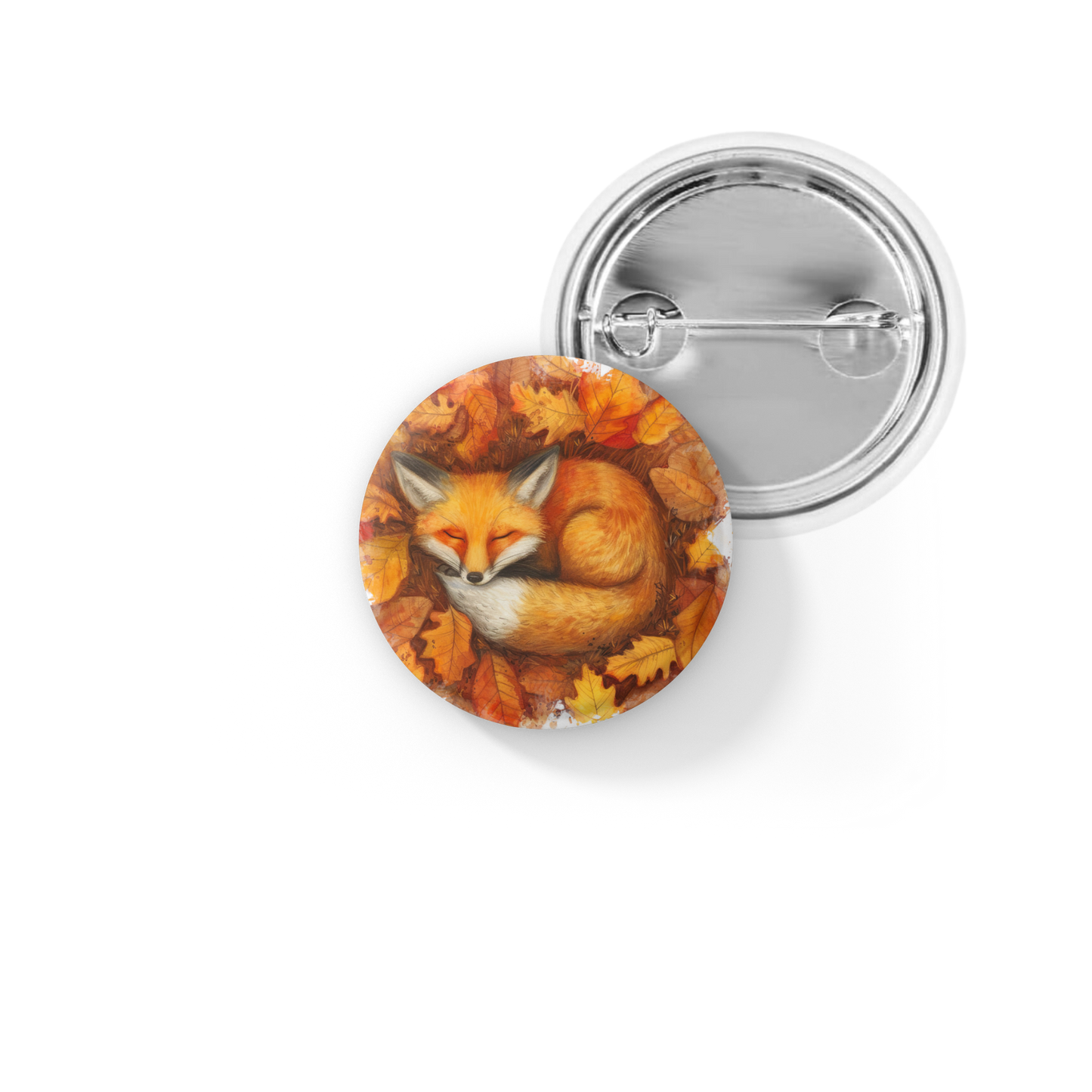 Sleeping Fox 3 Pin Back Button, Magnet