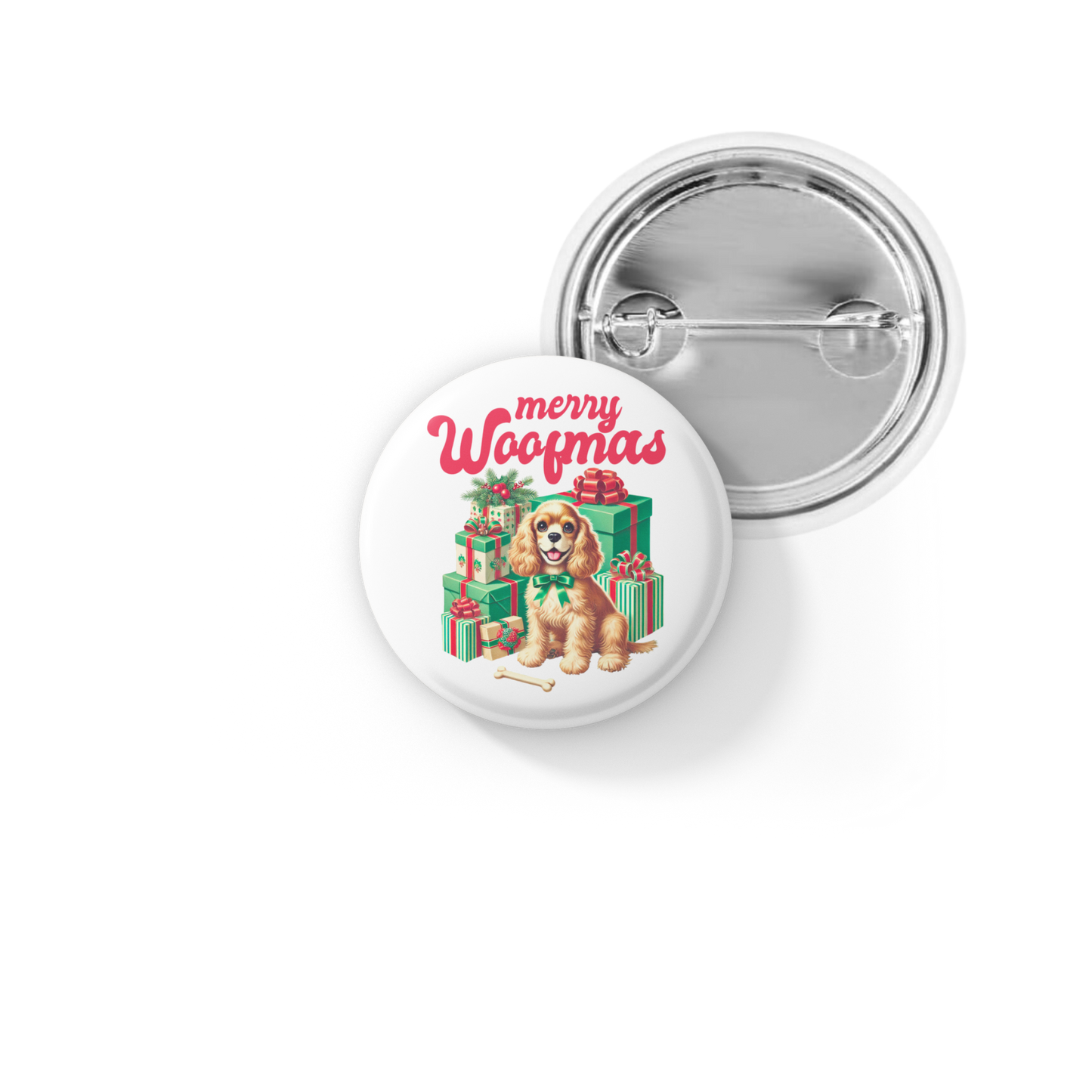 Merry Woofmas Pin Back Button, Magnet