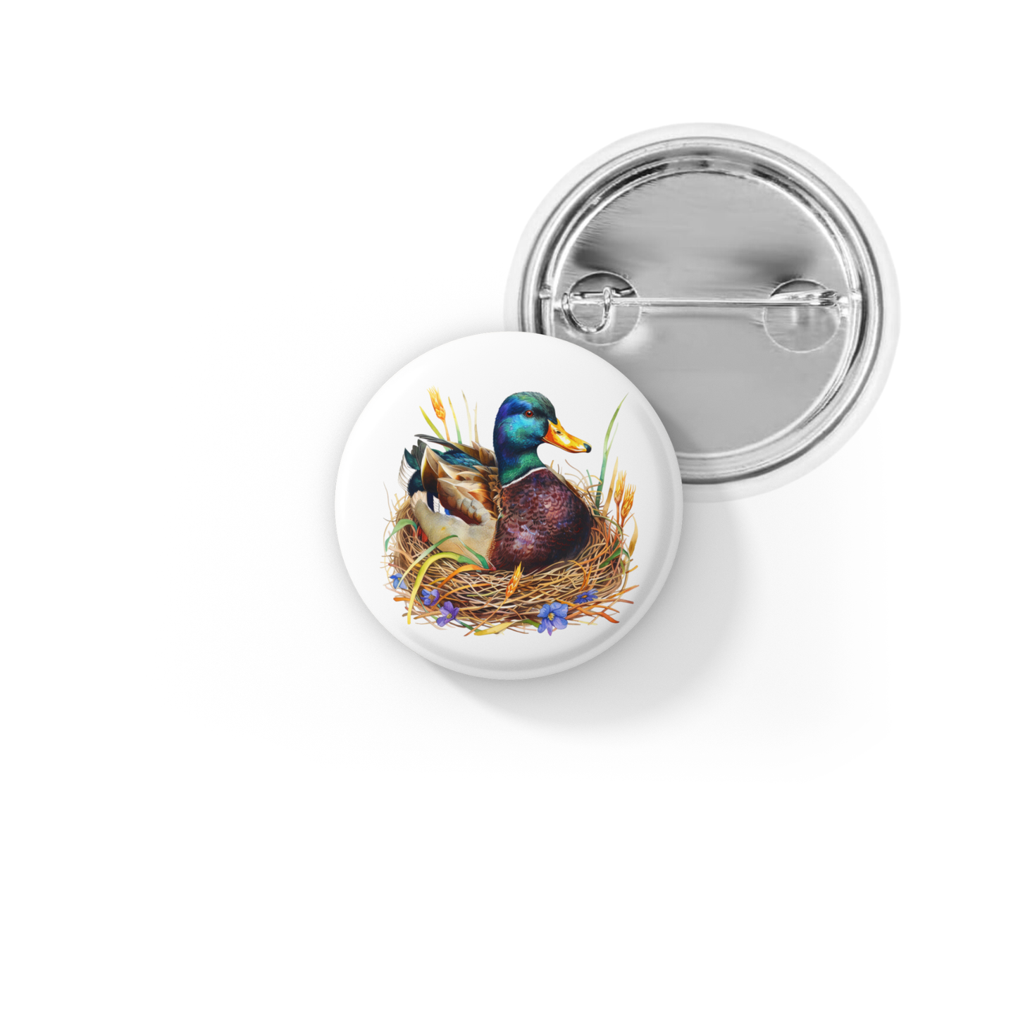 Mallard 1 Pin Back Button, Magnet