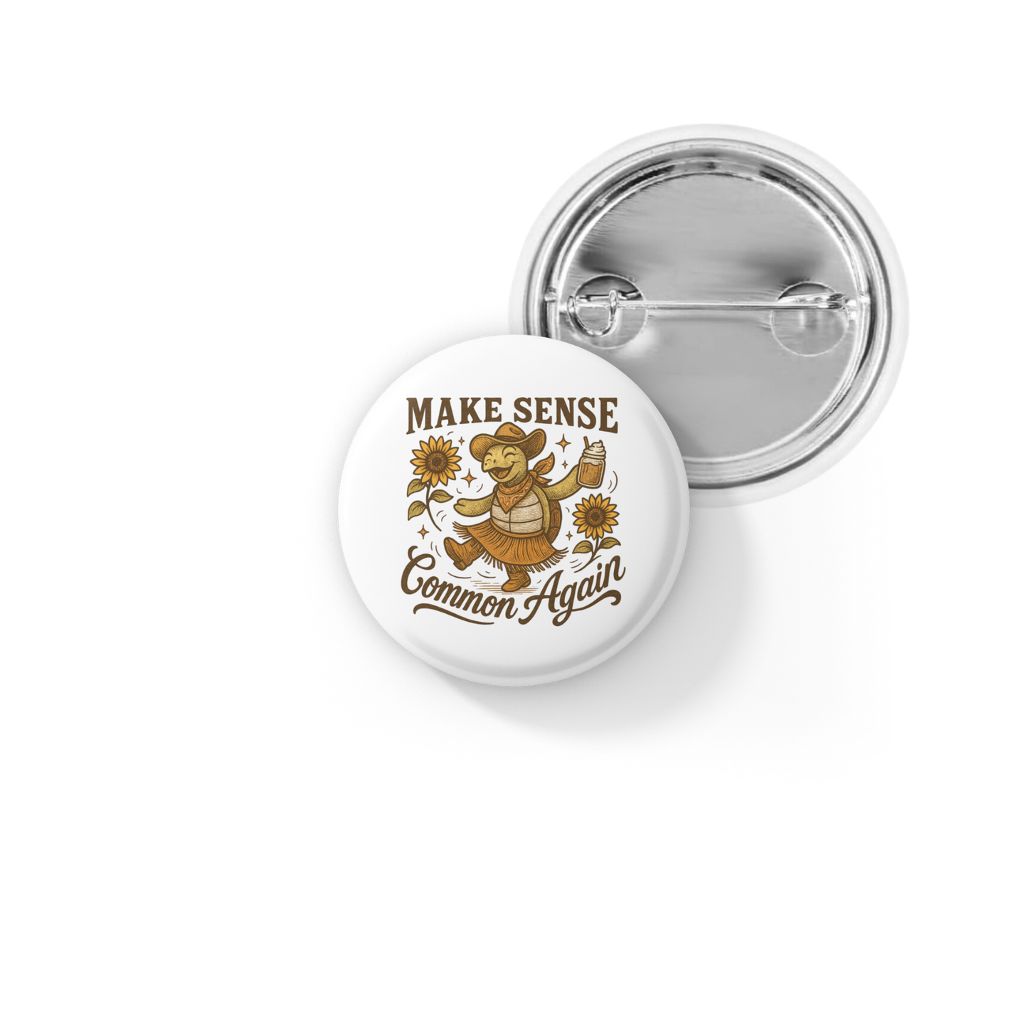 Make Sense Common Again Tortoise Pin Back Button, Magnet