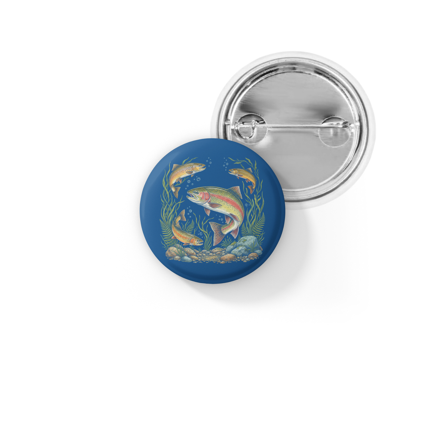 Trout Fish Pin Back Button, Magnet