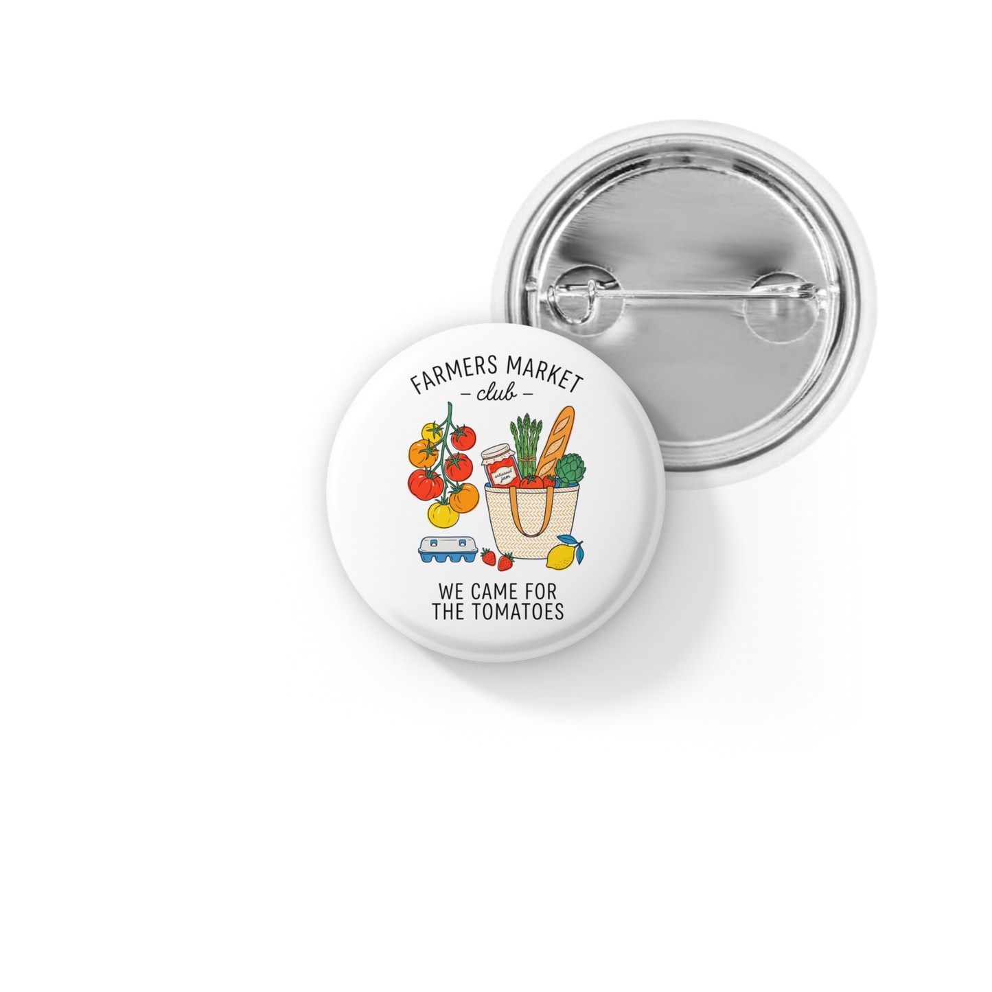 Farmers Market Club Pin Back Button, Magnet