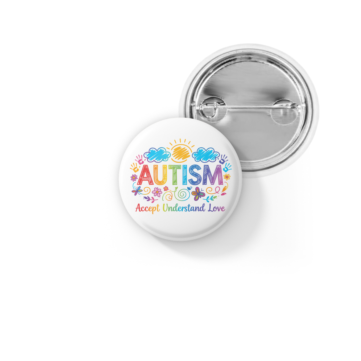 Autism Accept Understand Love Pin Back Button, Magnet