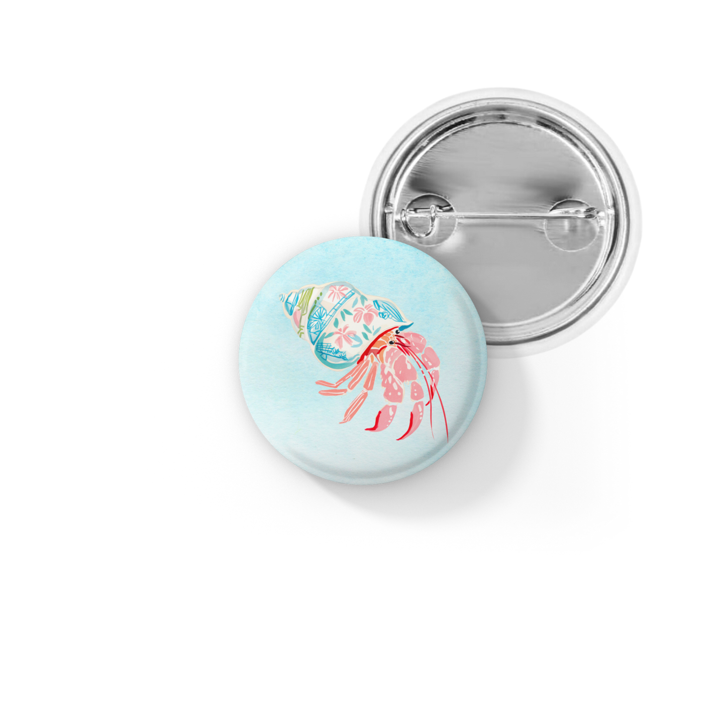 Hermit Crab Pin Back Button, Magnet