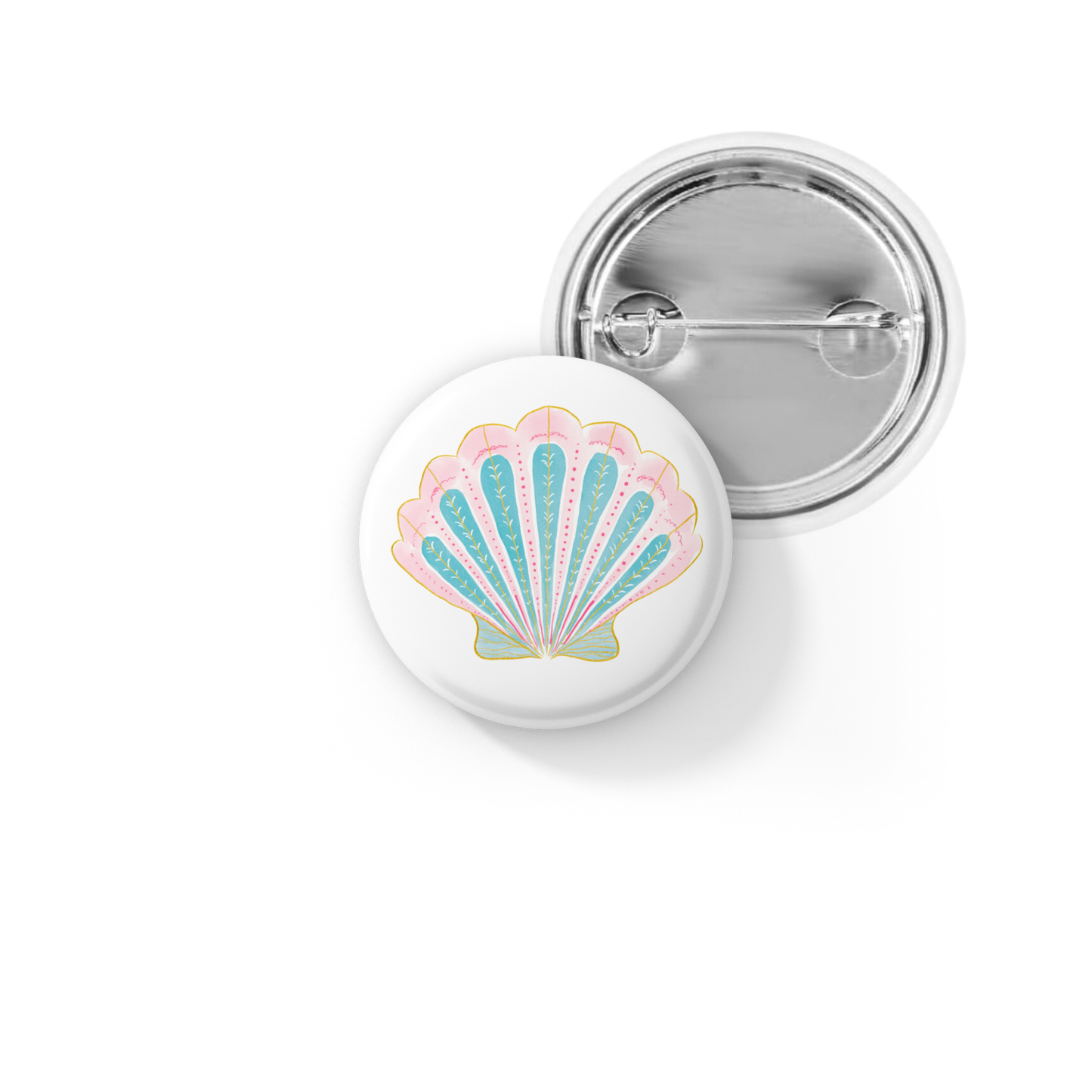 Pink Clamshell Pin Back Button, Magnet