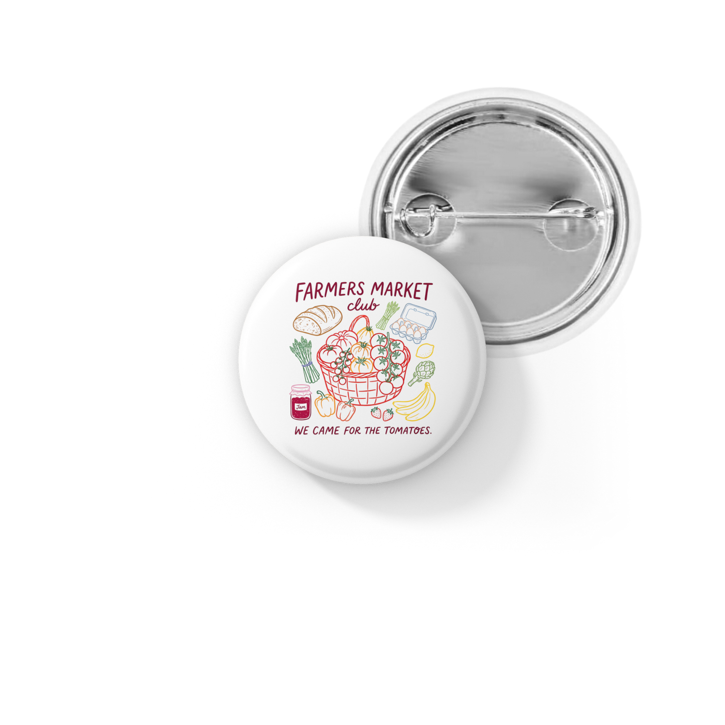 Farmers Market Club Pin Back Button, Magnet