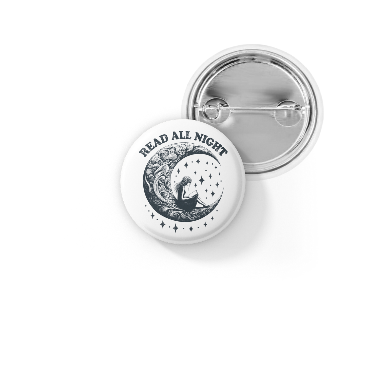 Read All Night Moon Pin Back Button, Magnet