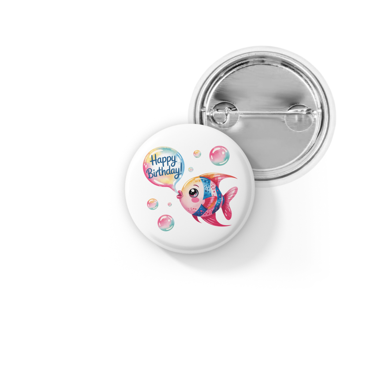 Happy Birthday Tropical Fish Pin Back Button, Magnet