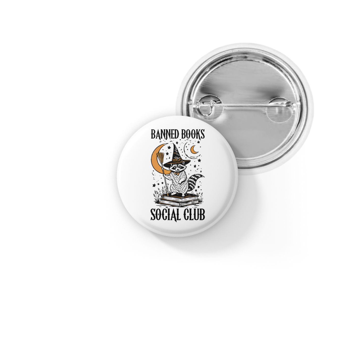 Banned Books Social Club Raccoon Pin Back Button, Magnet