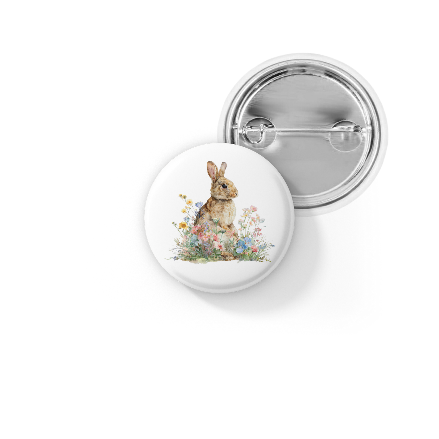 Floral Bunny 4 Pin Back Button, Magnet