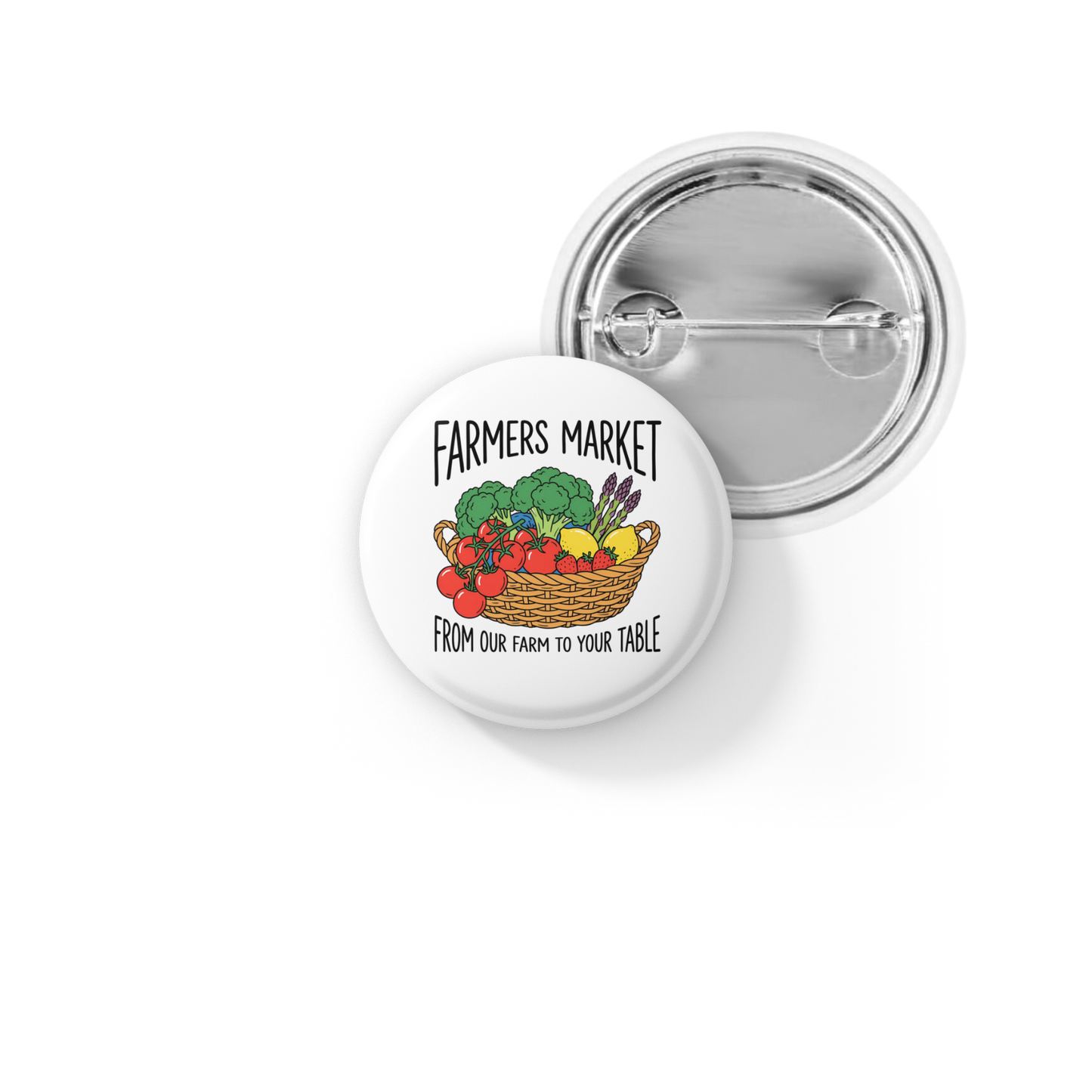 Farmers Market Pin Back Button, Magnet