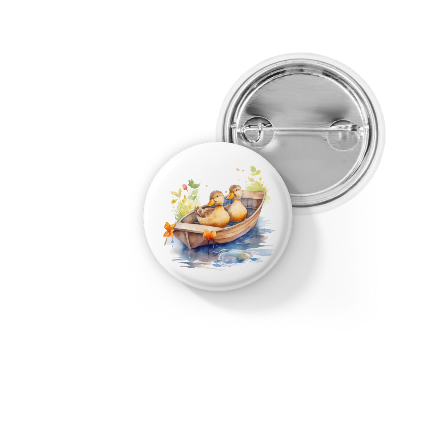 Ducklings in Boat Pin Back Button, Magnet