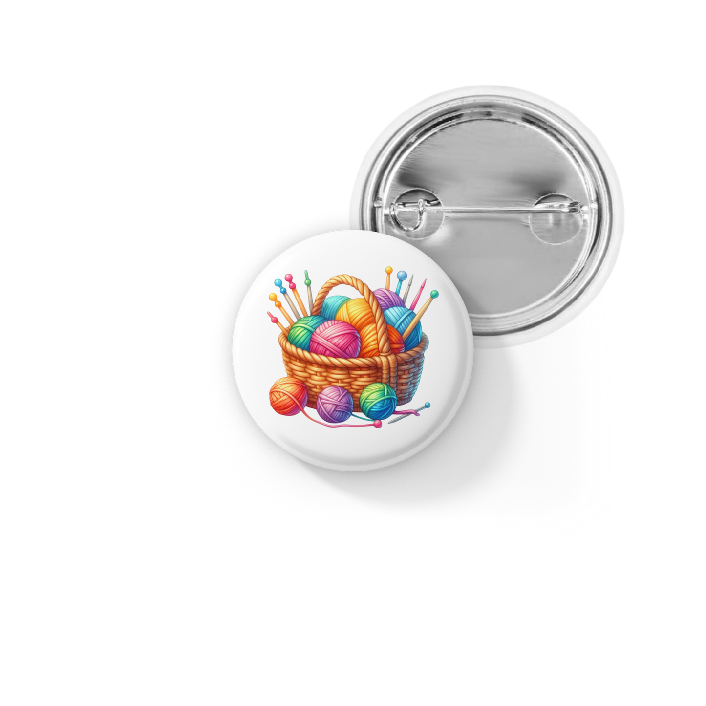 Knitting Basket Pin Back Button, Magnet