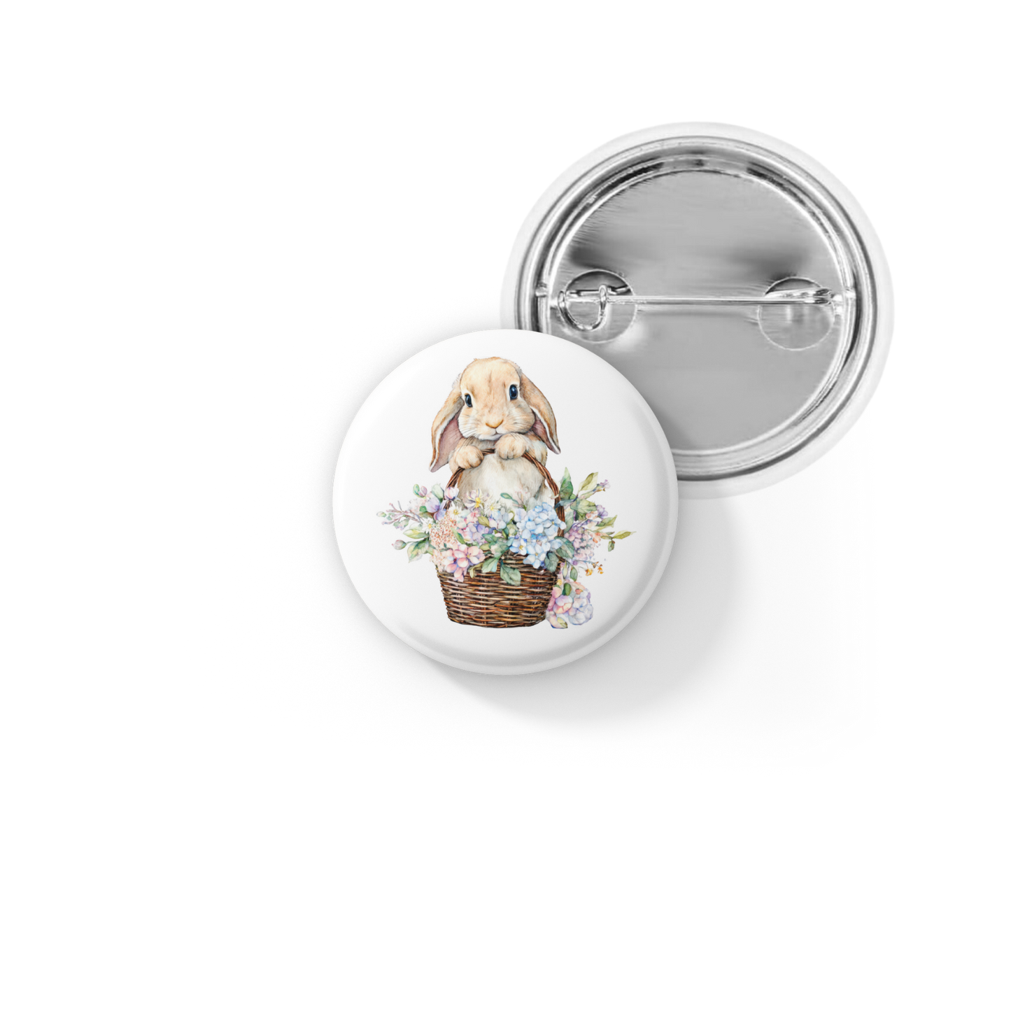 Floral Bunny 5 Pin Back Button, Magnet