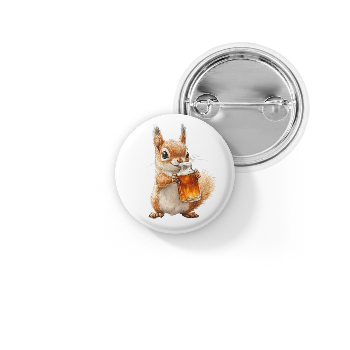 Squirrel With Maple Syrup Pin Back Button, Magnet