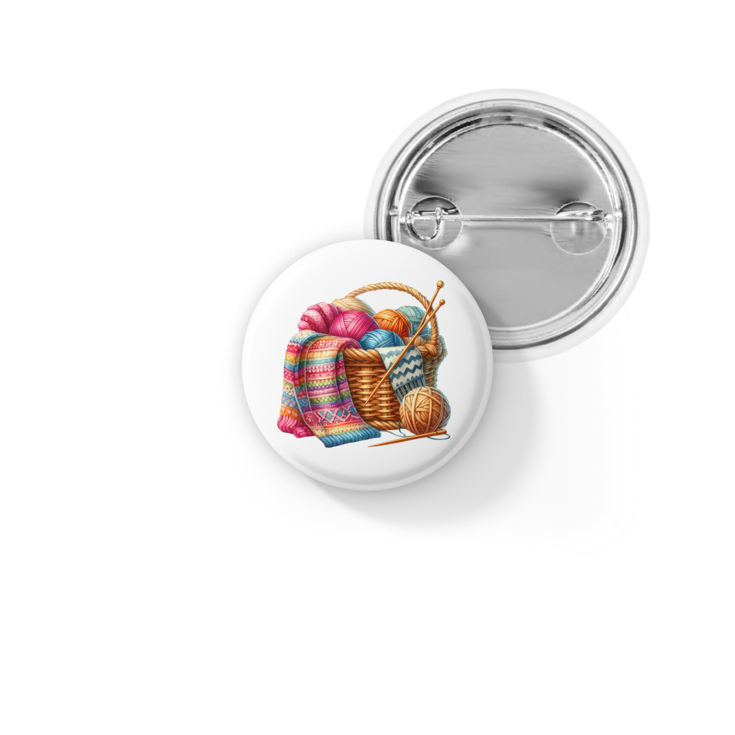 Knitting Basket Pin Back Button, Magnet