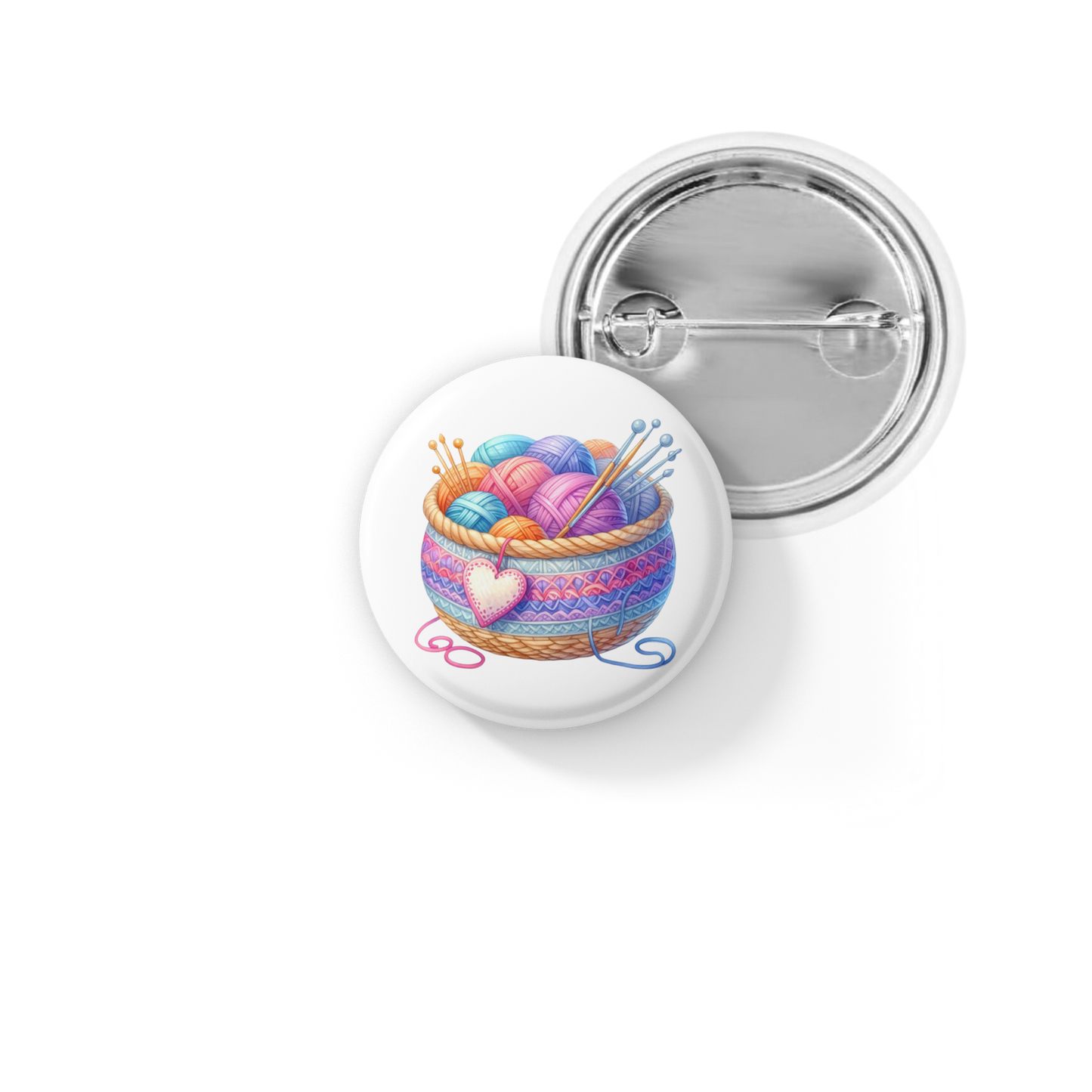 Knitting Basket Pin Back Button, Magnet