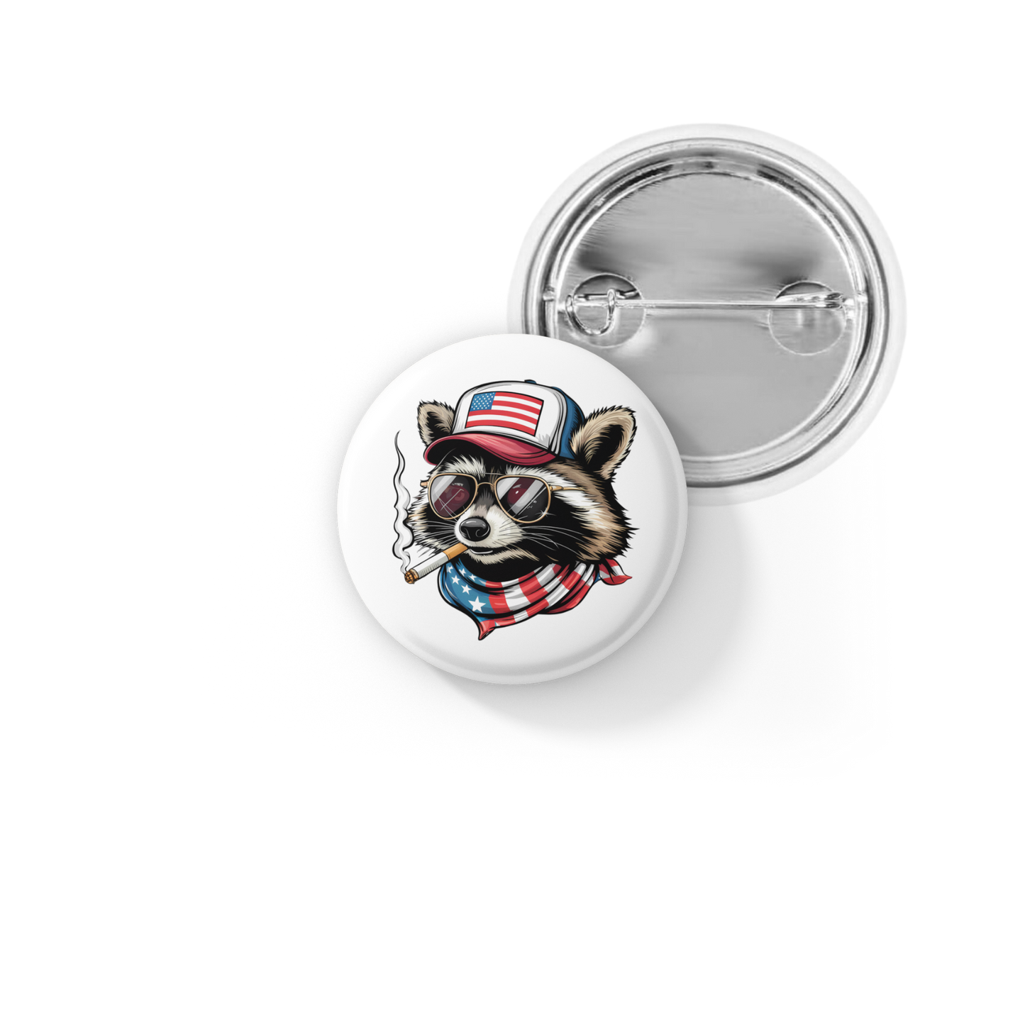 Smoking America Raccoon Pin Back Button, Magnet